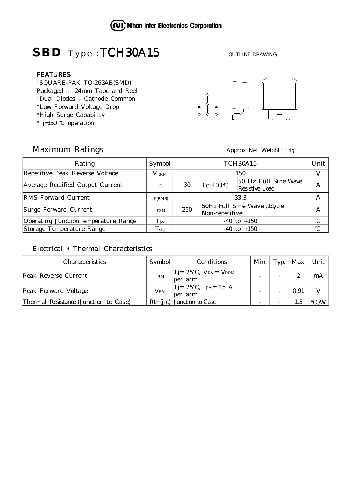 Datasheet TCH30A15 Datasheet (NIHON) - ManualMachine.com