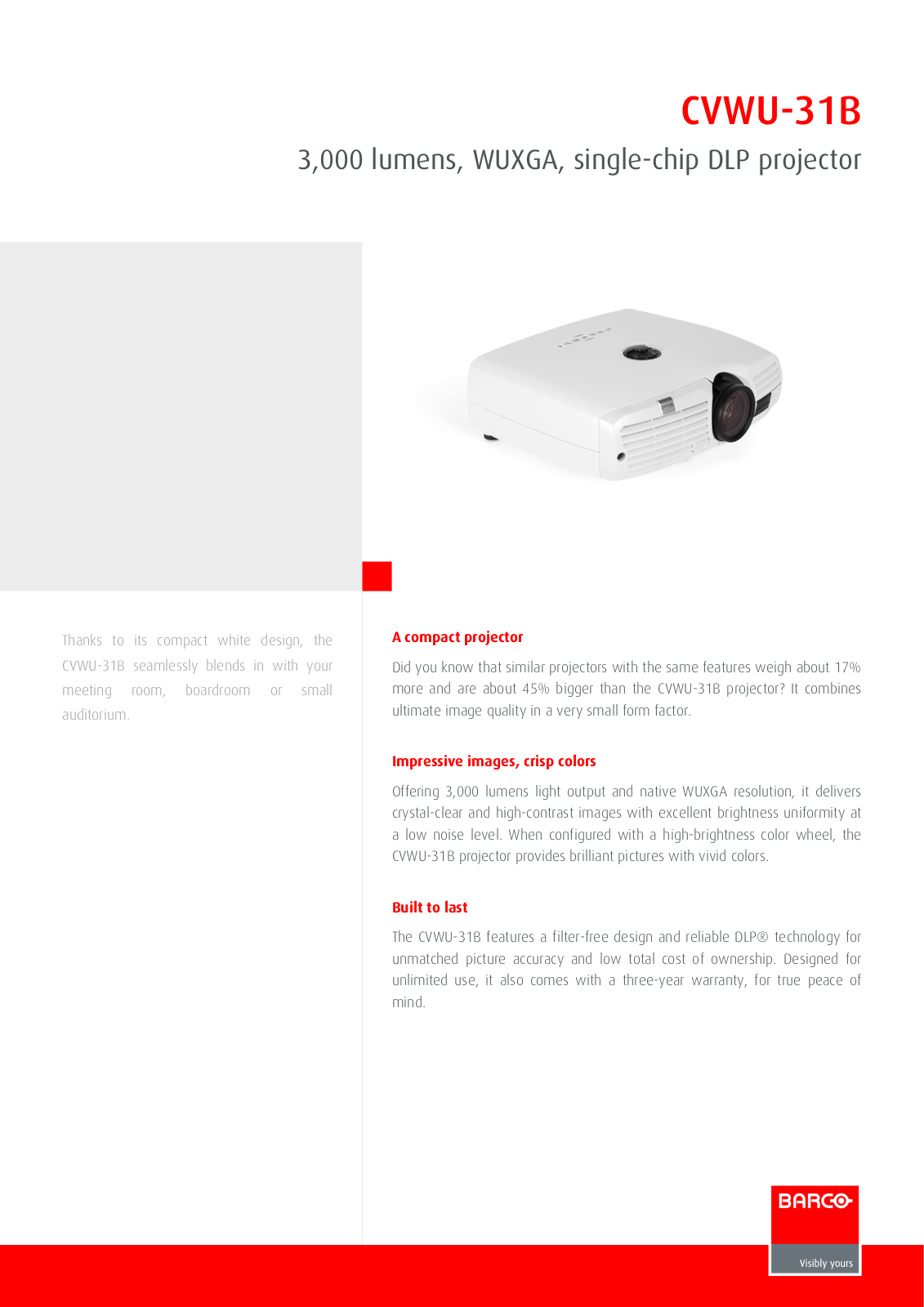 Barco CVWU-31B Product Sheet