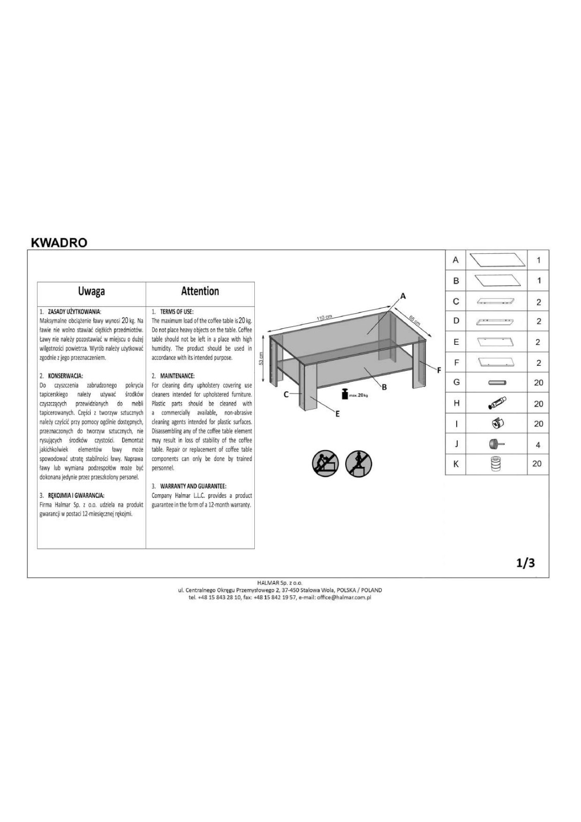 Halmar Kwadro User guide - ManualMachine.com