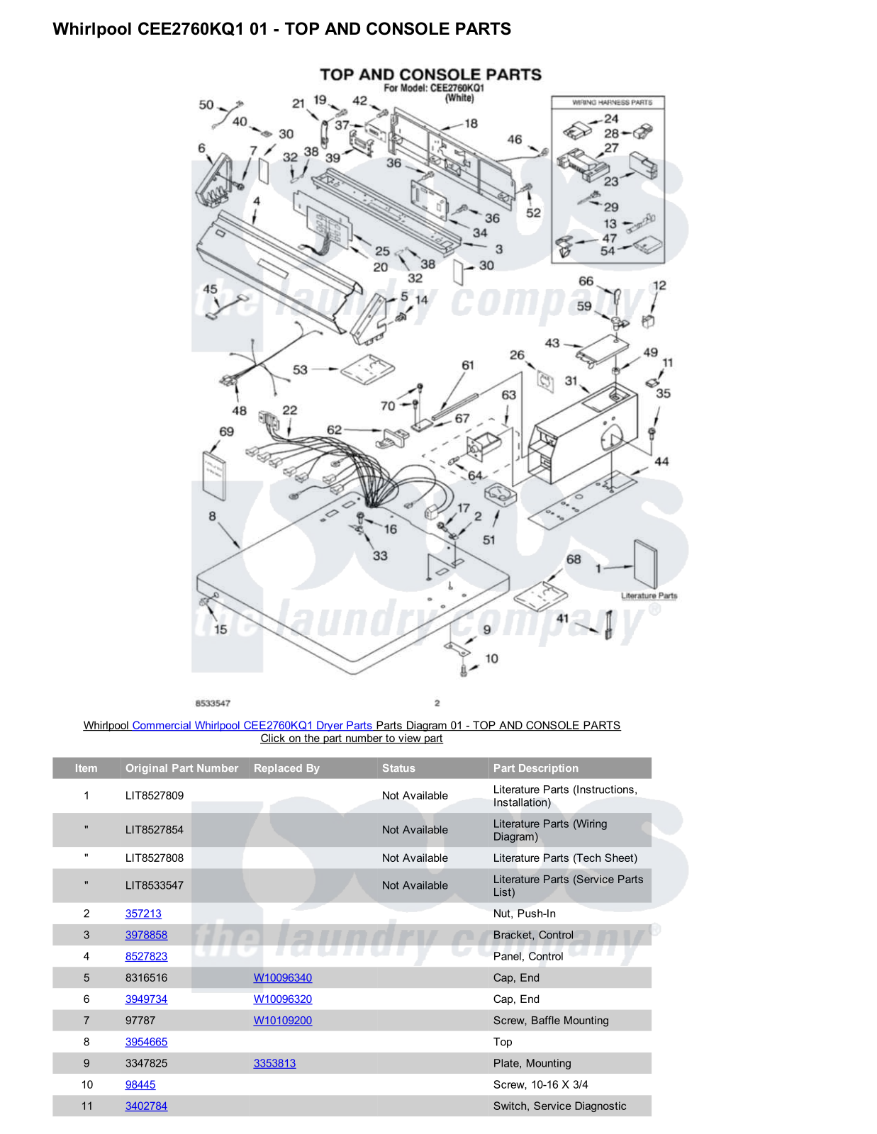 Whirlpool CEE2760KQ1 Parts Diagram