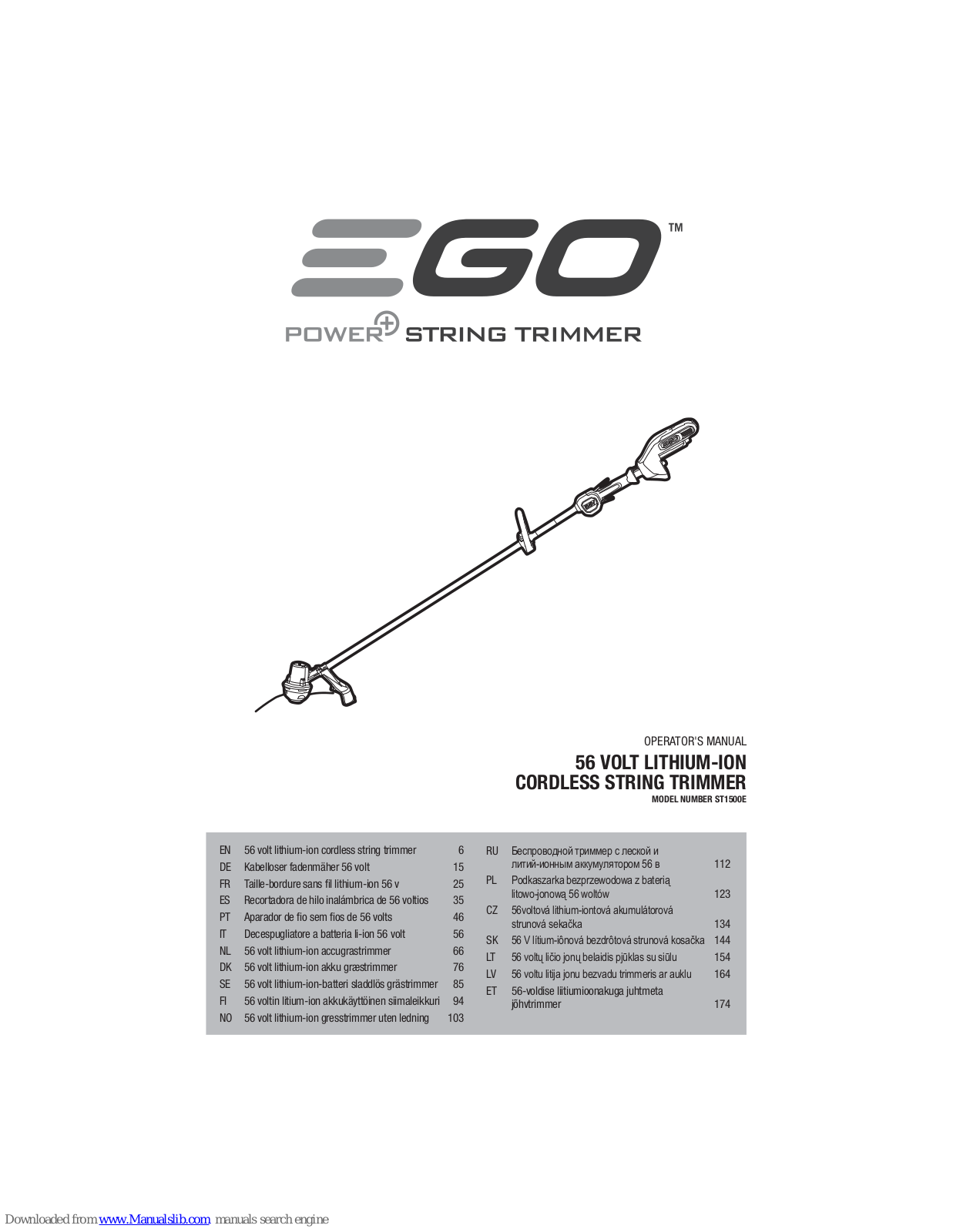 EGO ST1500E, BC1500E, Power+ BC1500E Operator's Manual