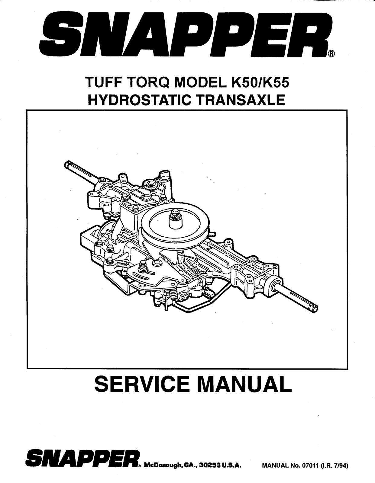 Snapper K55, K50 User Manual