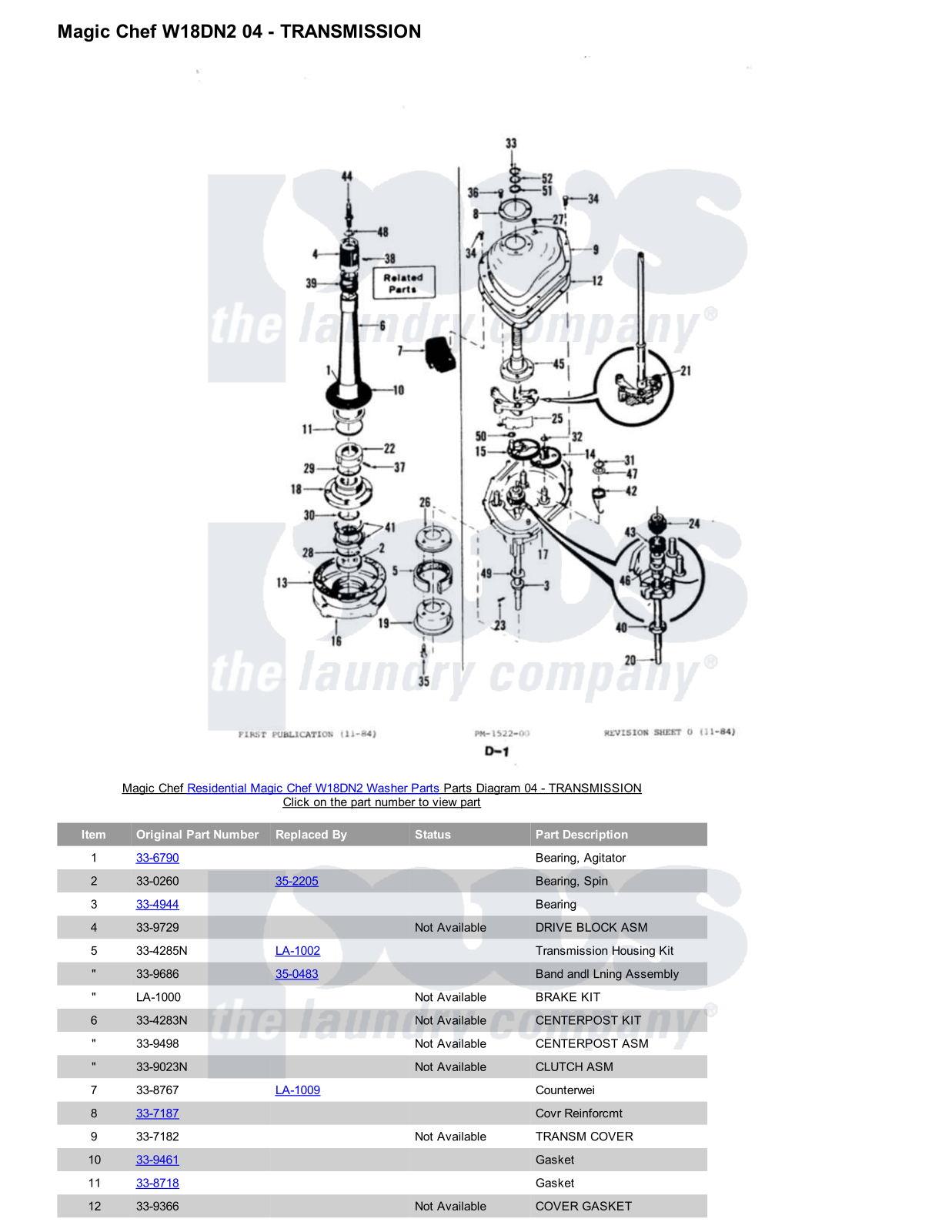 Magic Chef W18DN2 Parts Diagram