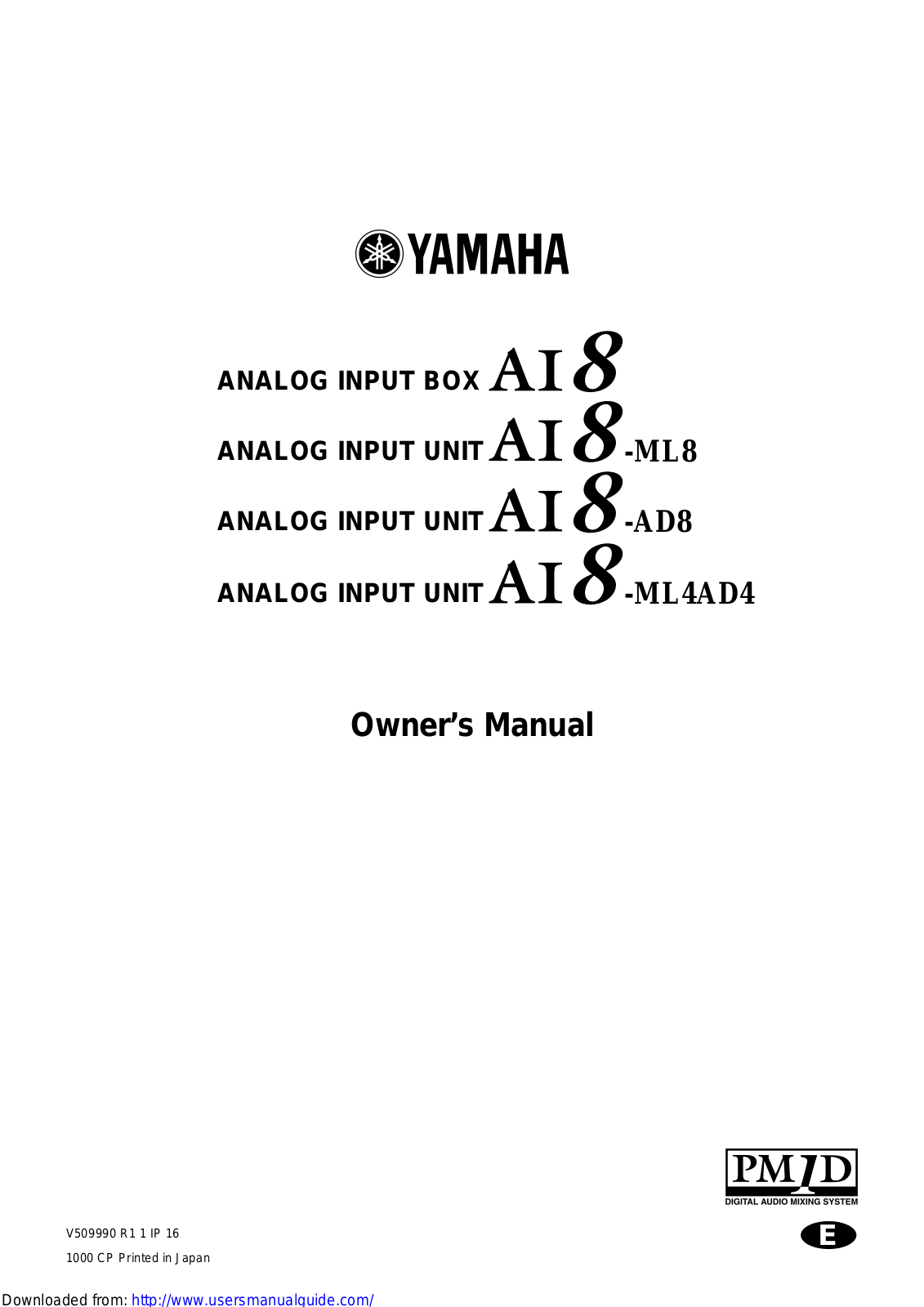 Yamaha Audio AI8-ML4AD4, AI8-ML8, AI8, AI8-AD8 User Manual