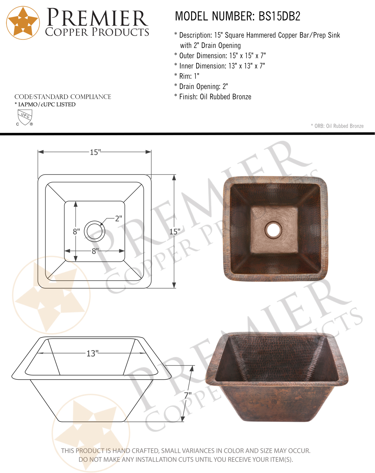 Premier Copper Products IER1914 Specifications - ManualMachine.com