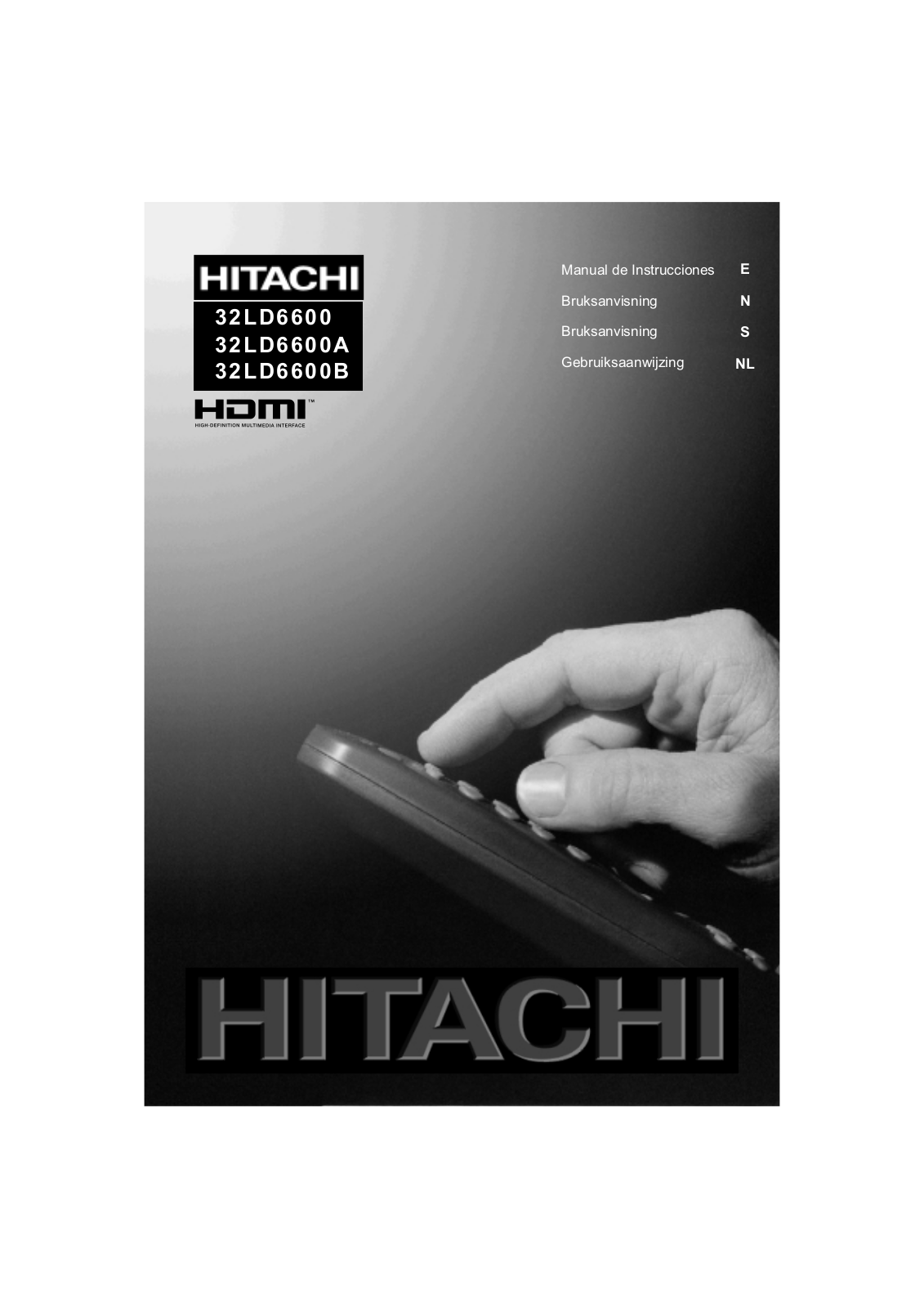 Hitachi 32LD6600B, 32LD6600, 32LD6600A User Manual