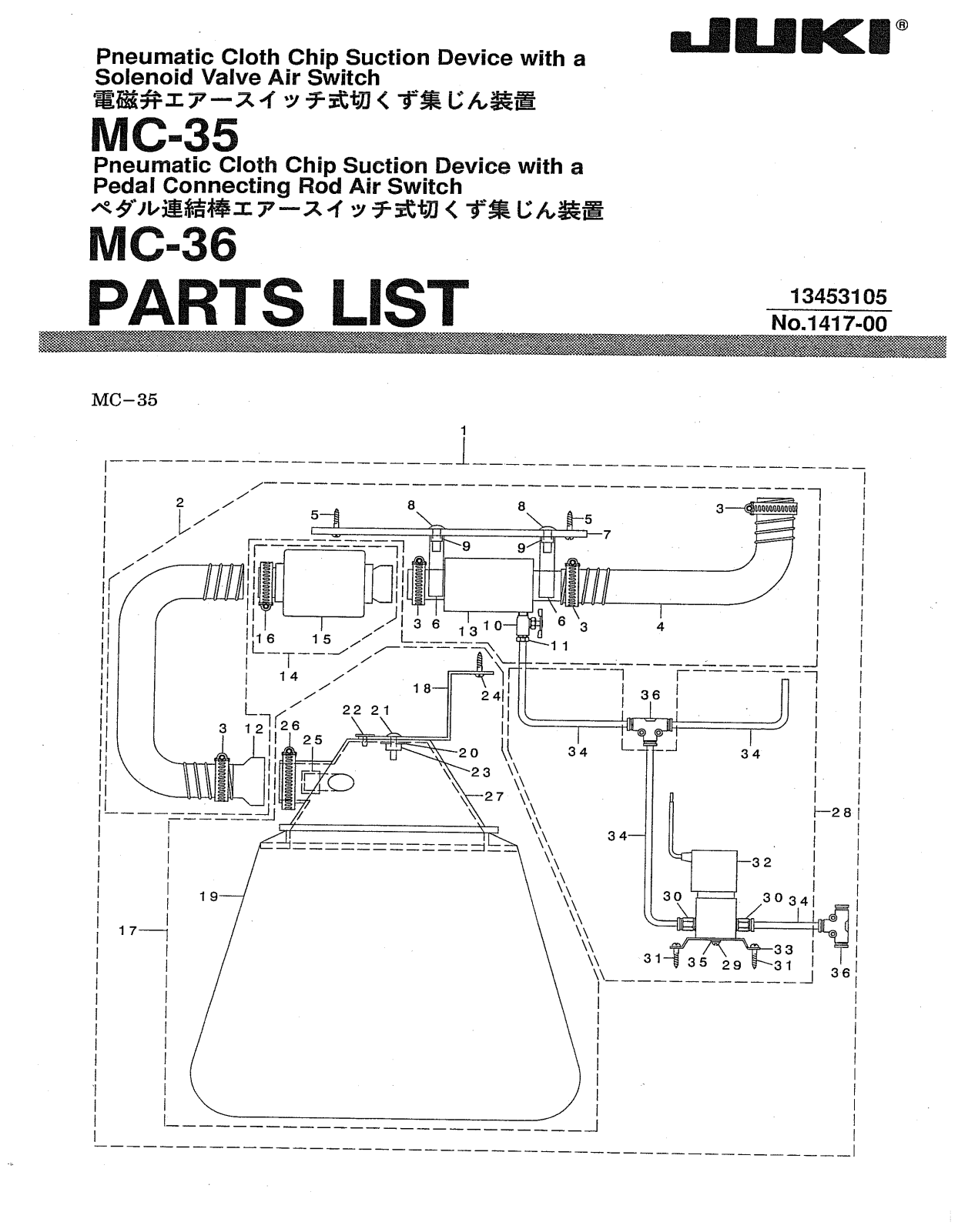 JUKI MC-35, MC-36 Parts List