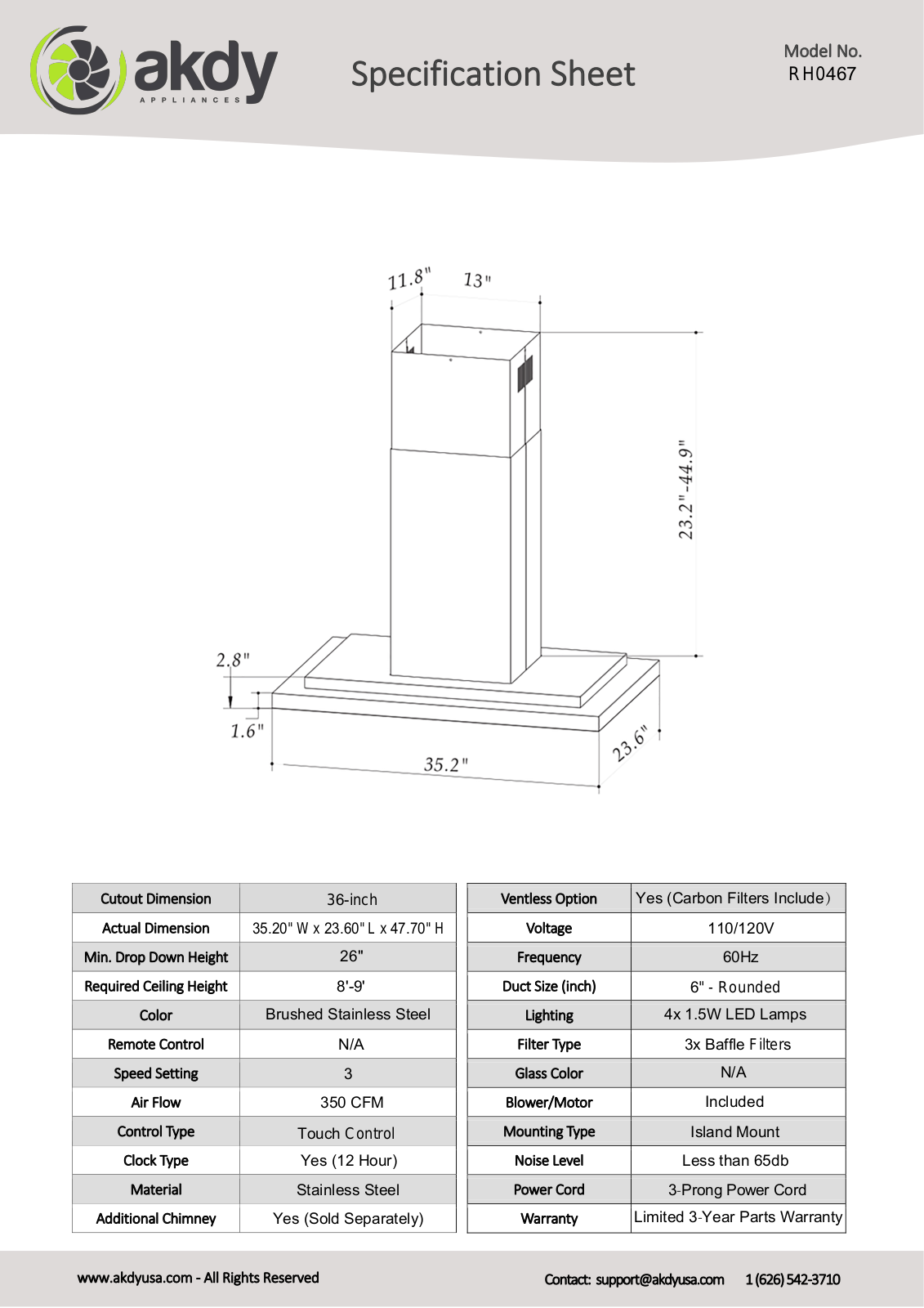 AKDY RH0467 Specifications