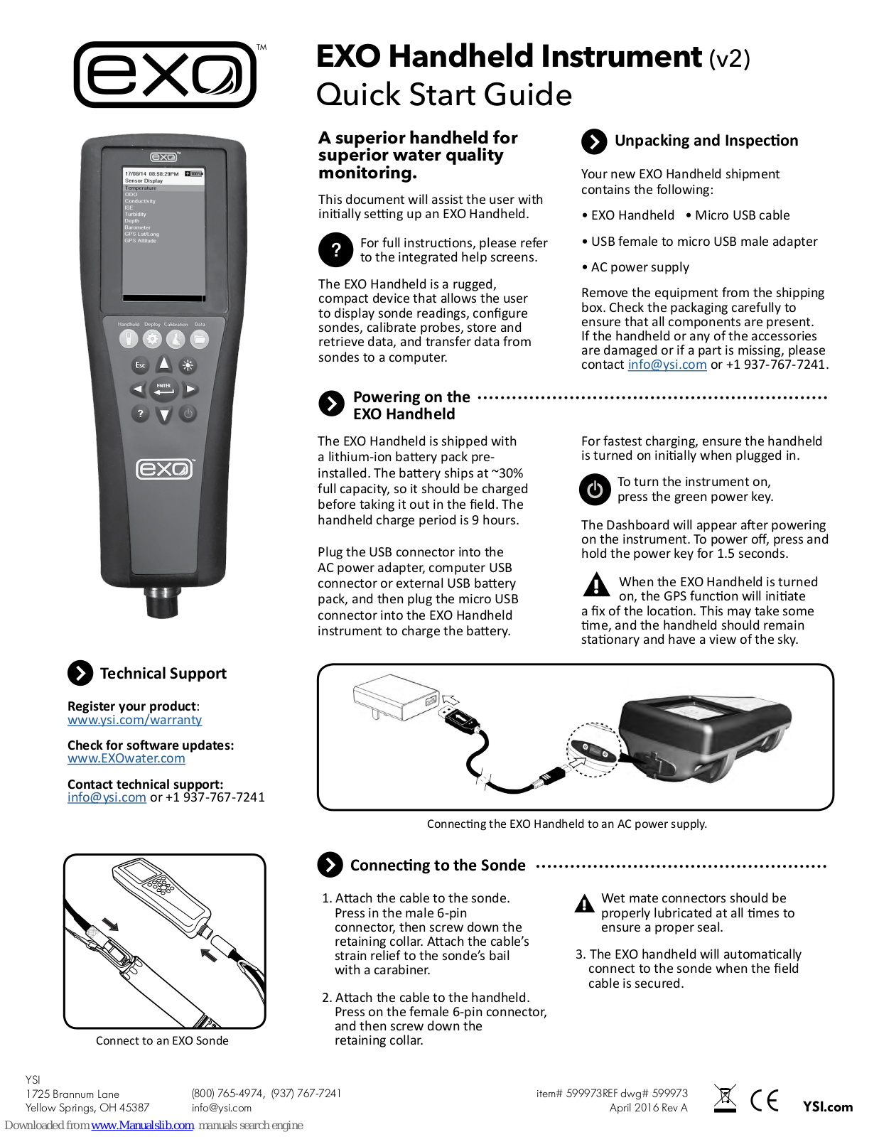 YSI EXO Quick Start Manual