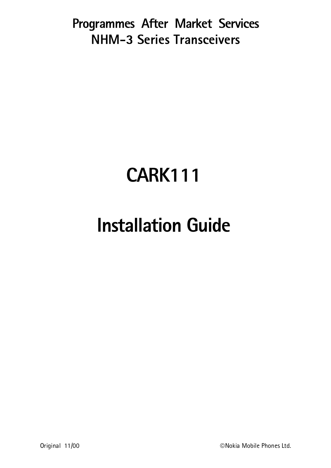 Nokia 6250 Service Manual CARK111