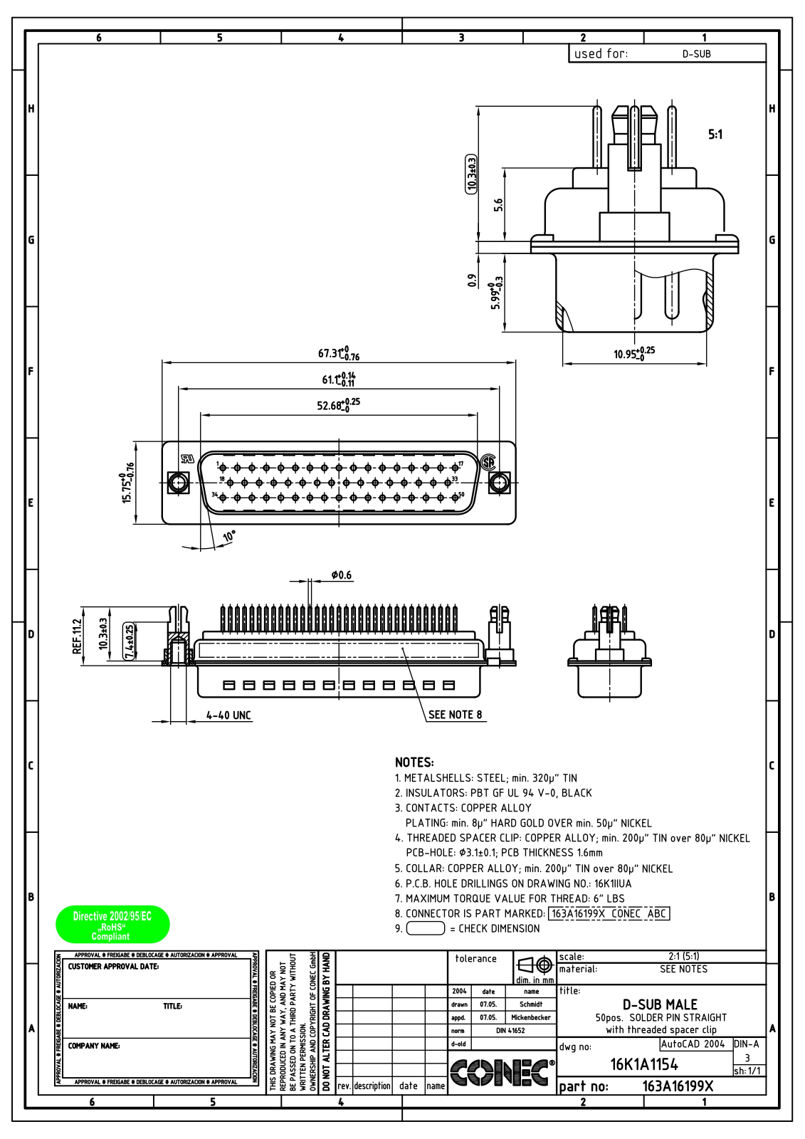CONEC D-SUB ST 50 CLIP Datasheet - ManualMachine.com