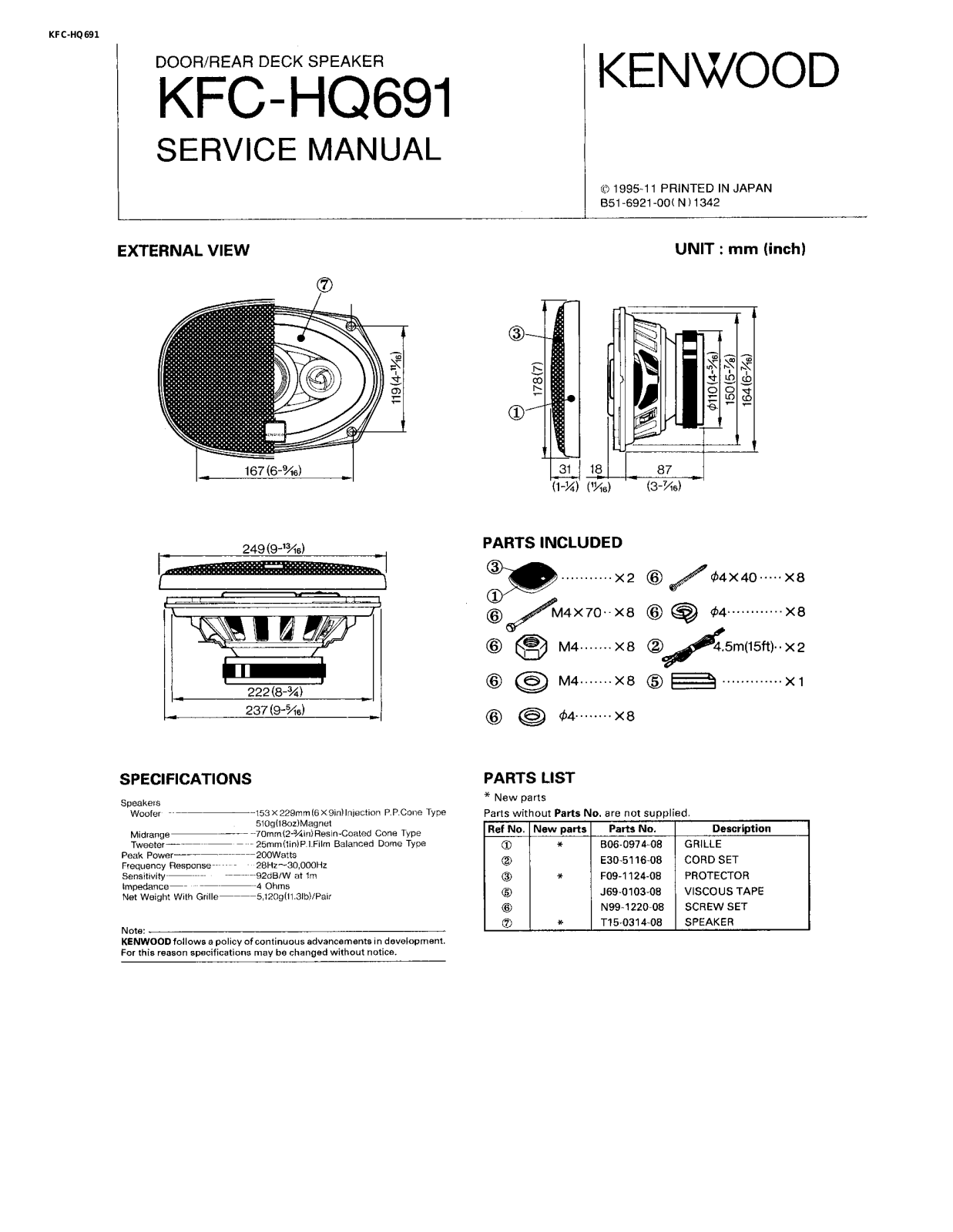 Kenwood KFC-HQ691 User Manual