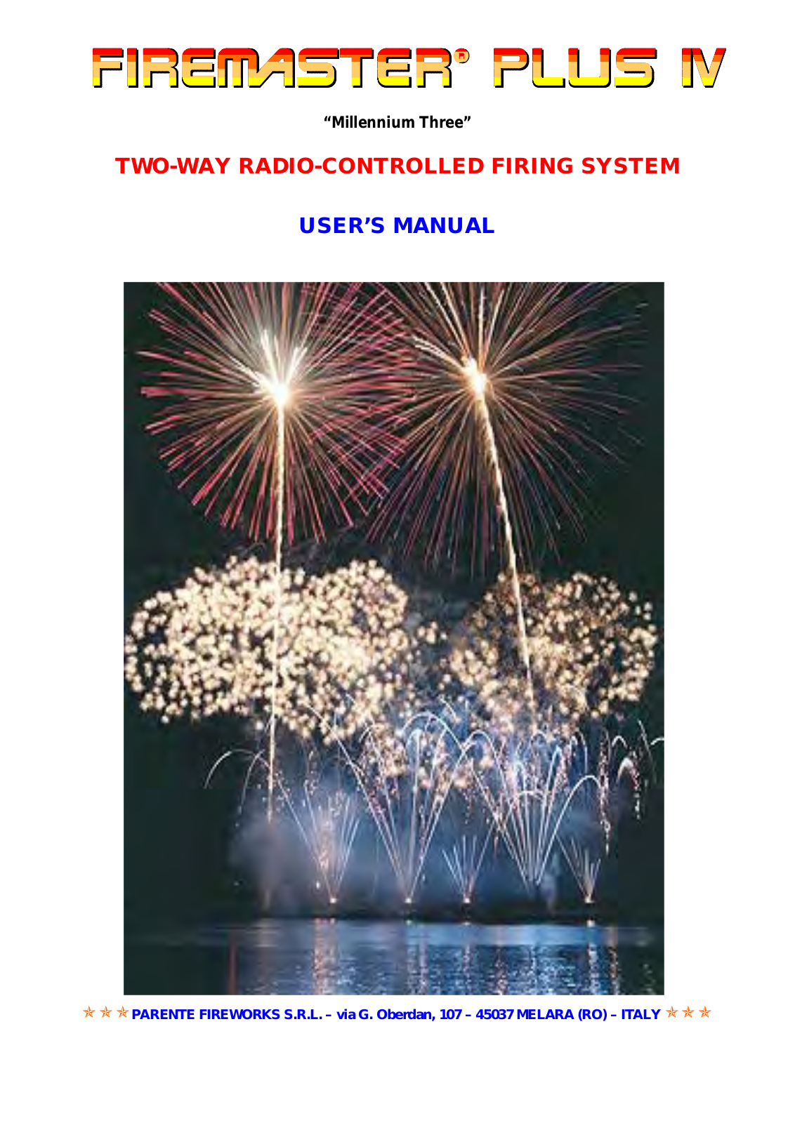 Parente Fireworks FIREMASTER4KR, FIREMASTER4KT Users Manual - ManualMachine.com