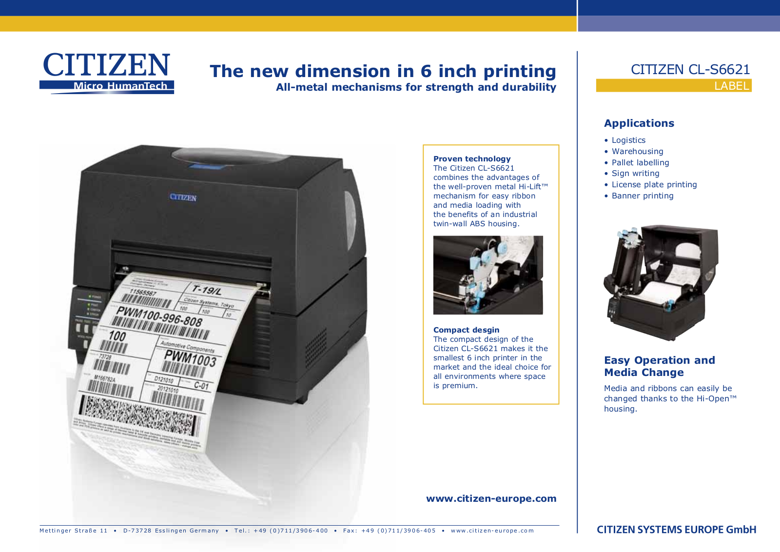 CITIZEN 1000836 Product Data Sheet