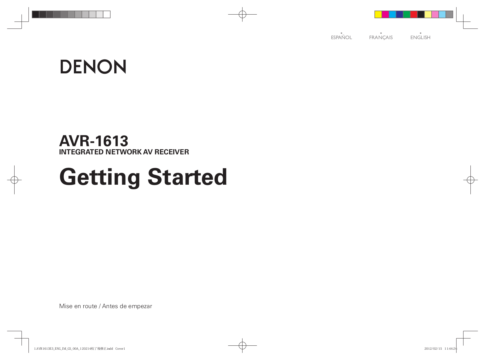 Denon AVR-1613 Getting started Manual