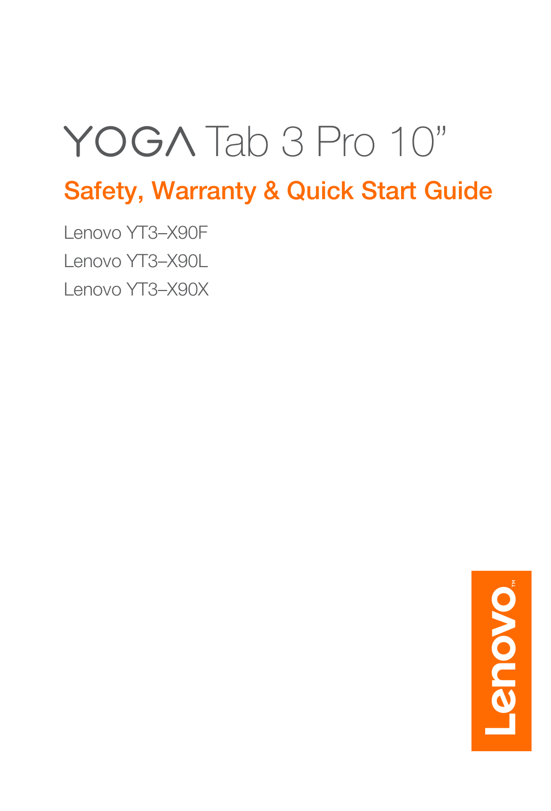 LENOVO Yoga Tab 3 Pro 10 Guide rapide