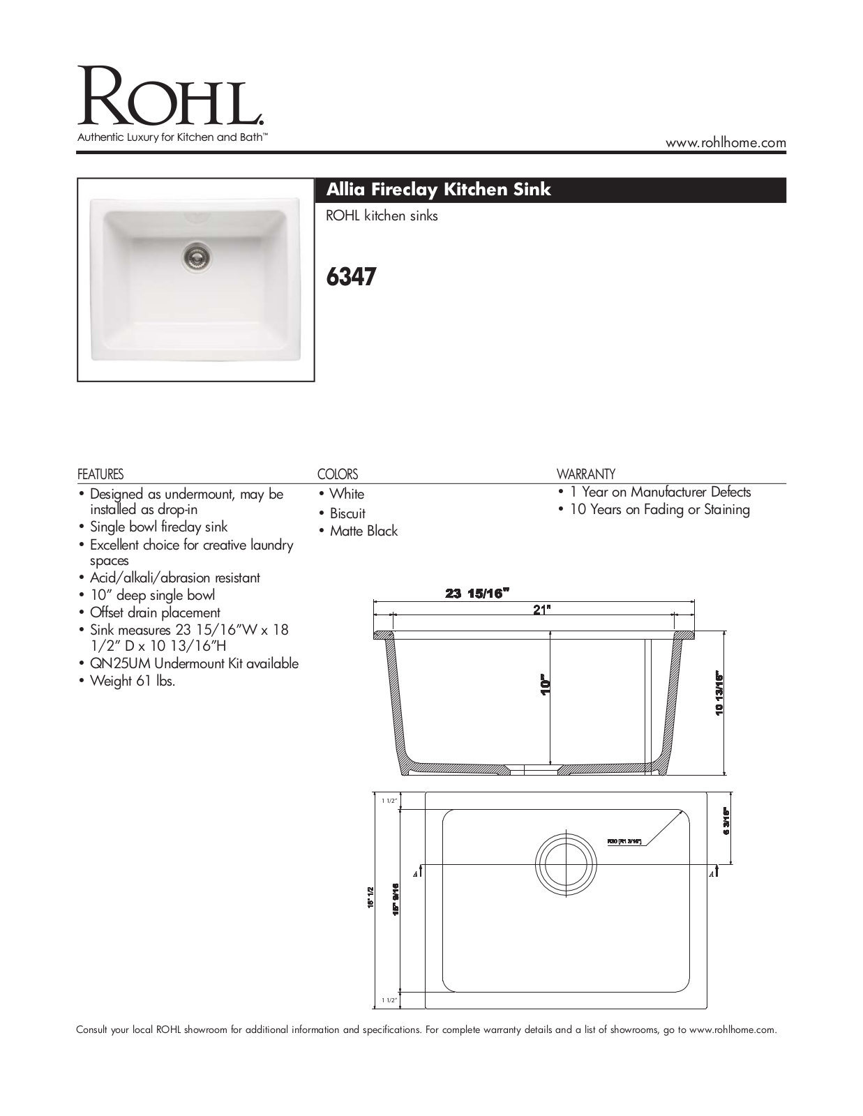 Rohl 634768 User Manual