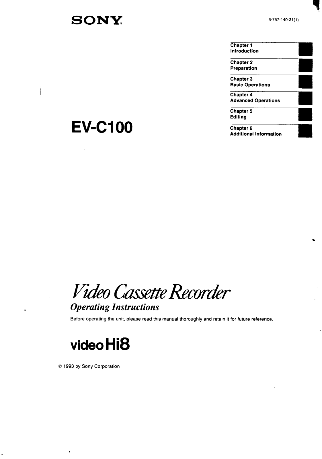 Sony EV-C100 User Manual