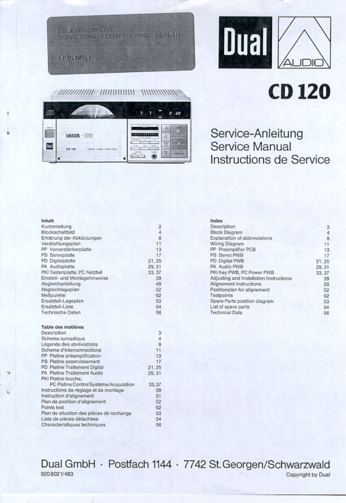 Dual CD-120 Service manual