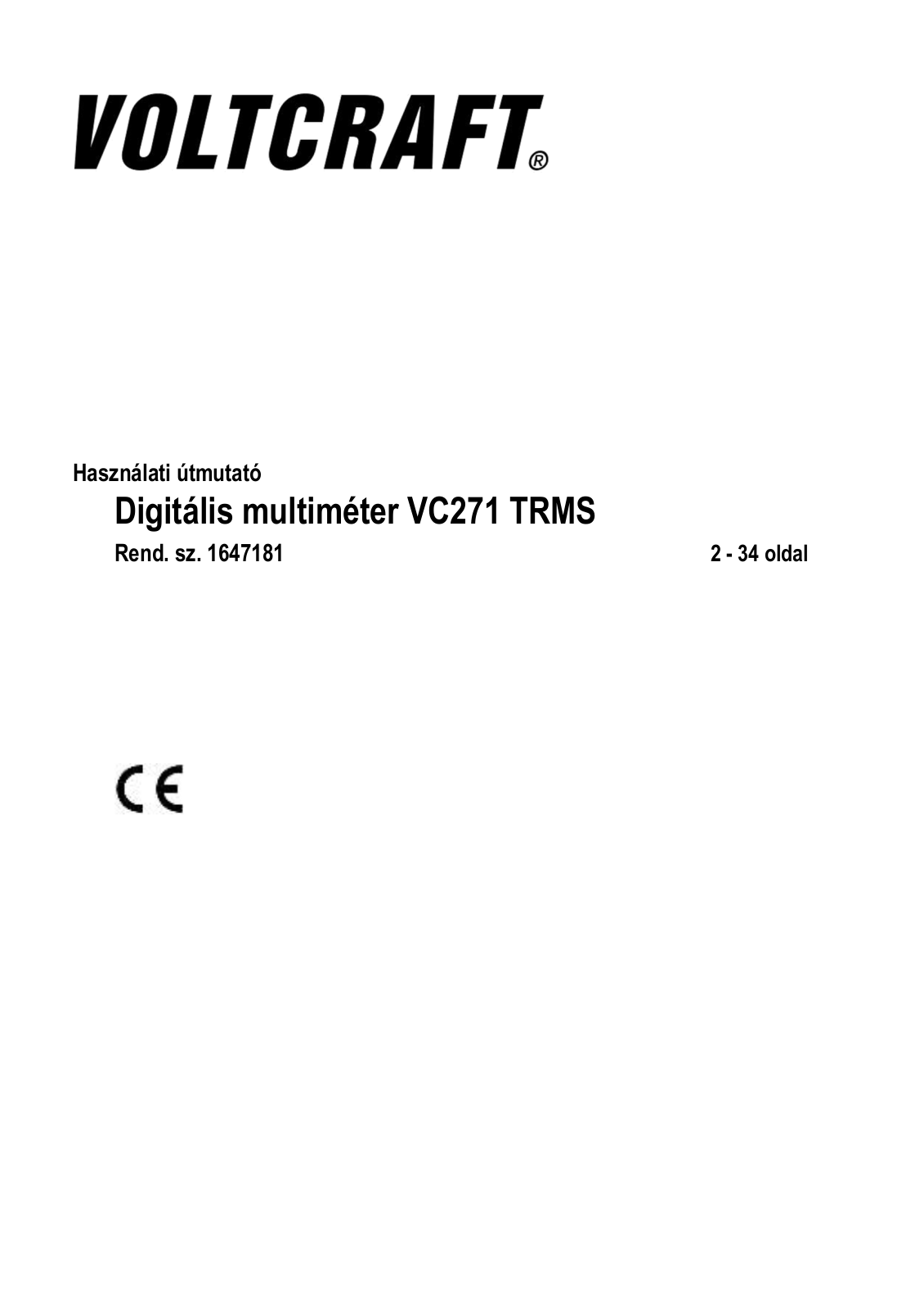 TOOLCRAFT VC – 55 LCD, VC271 User guide