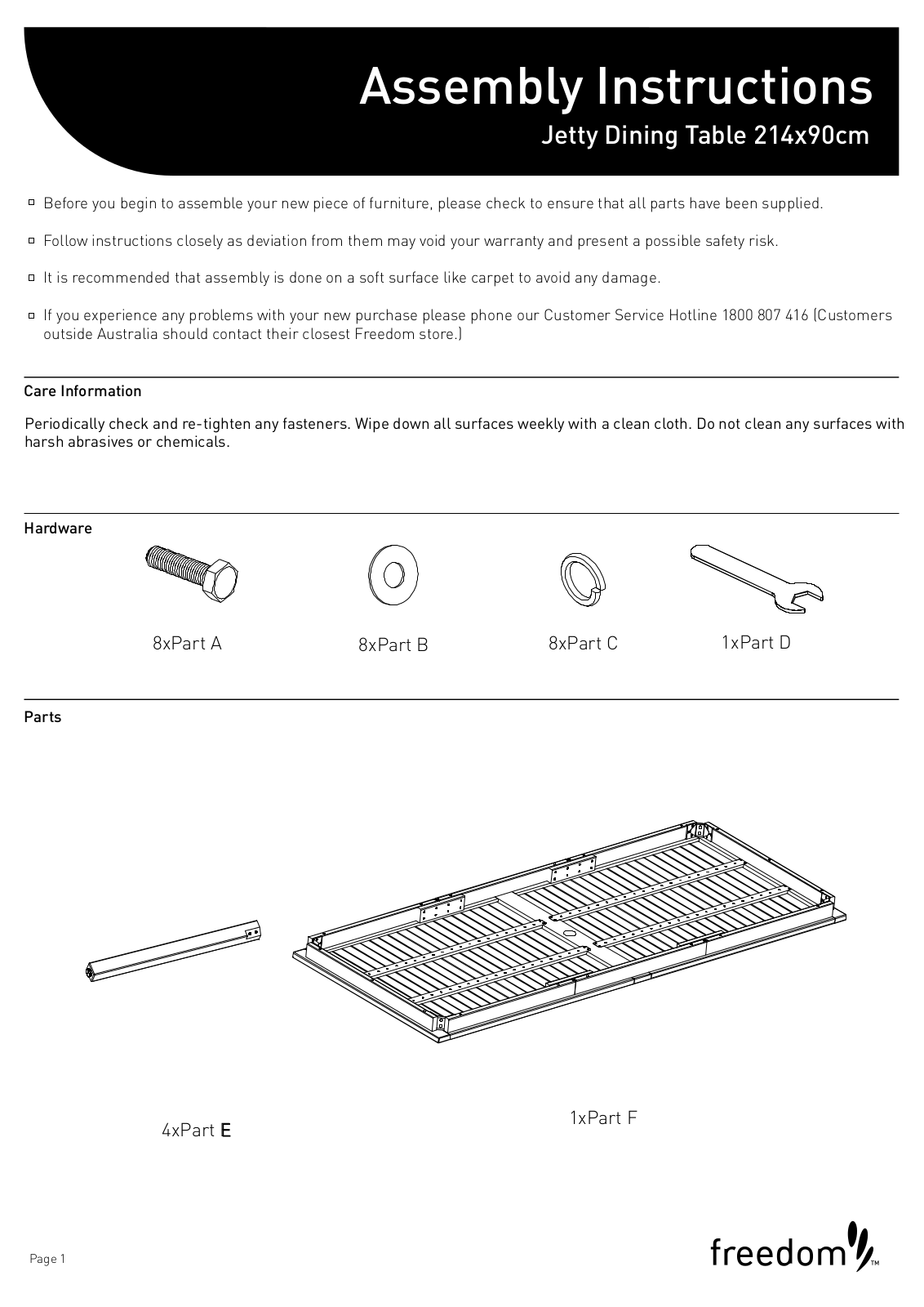 Freedom Jetty Dining table Assembly Instruction