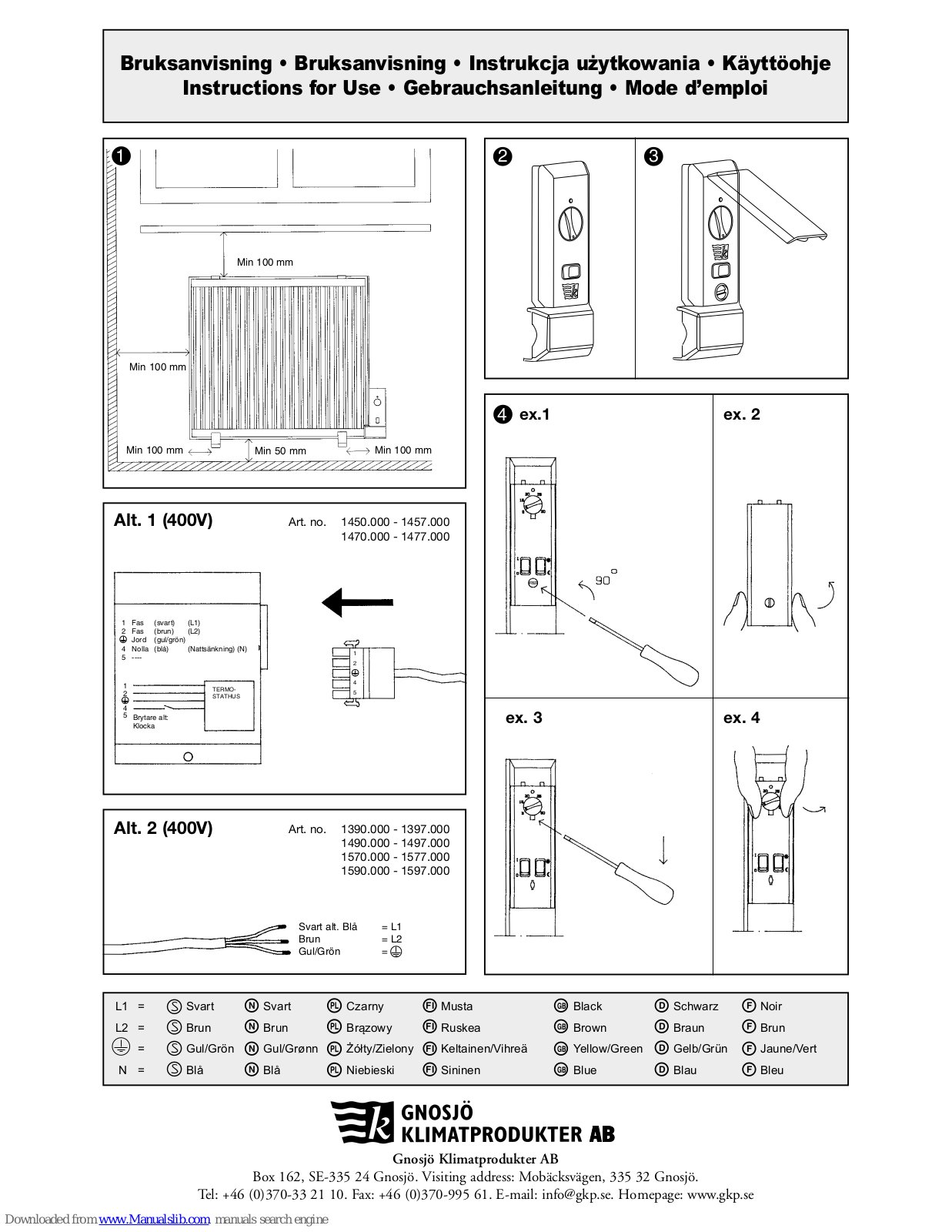 Gnosjo 1560.000, 1480.000, 1487.000, 1467.000, 1567.000 Instructions For Use Manual