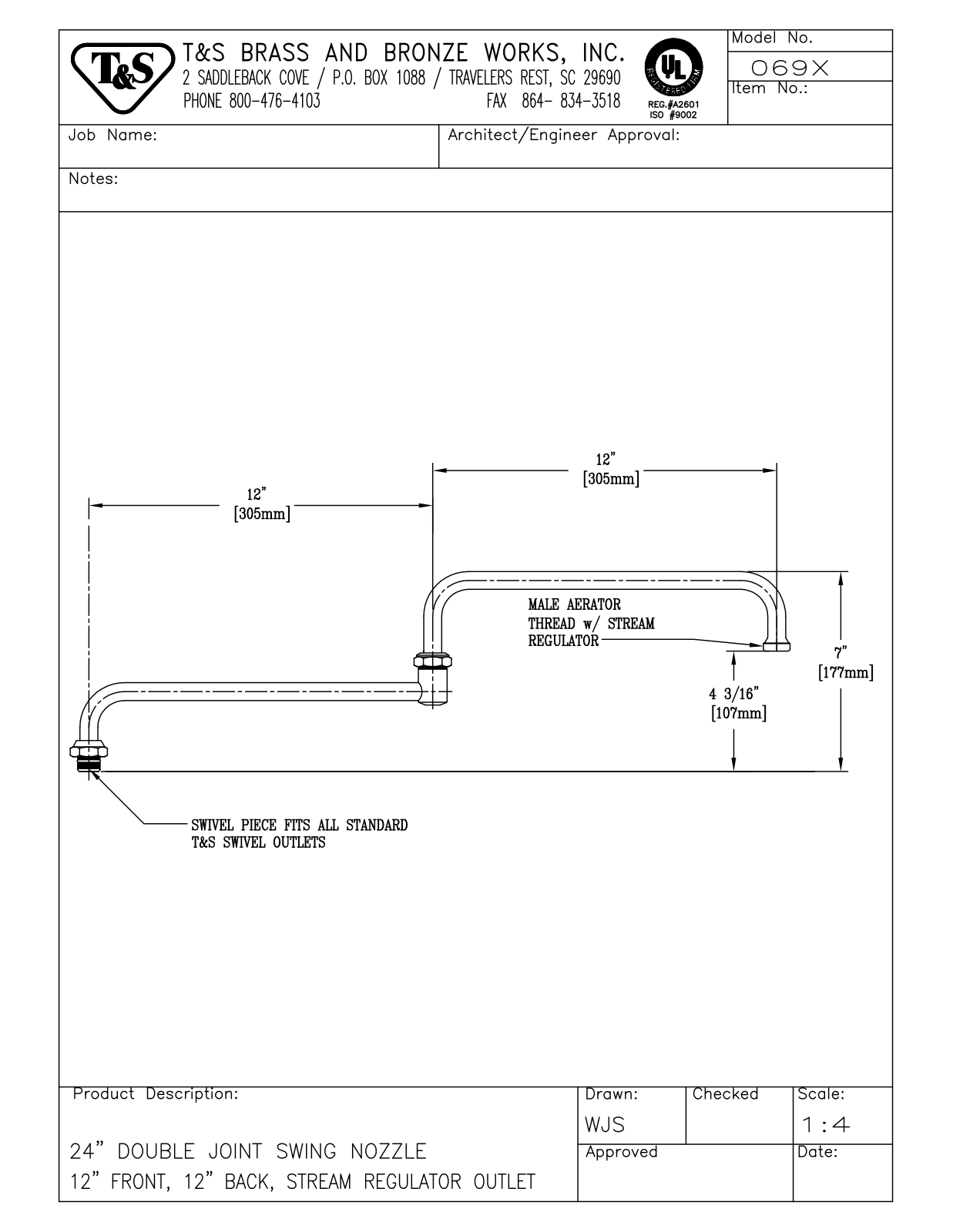 T & S Brass & Bronze Works 069X General Manual