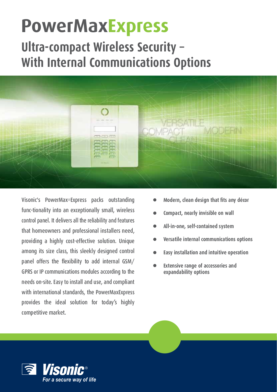 Visonic PowerMaxExpress Specsheet