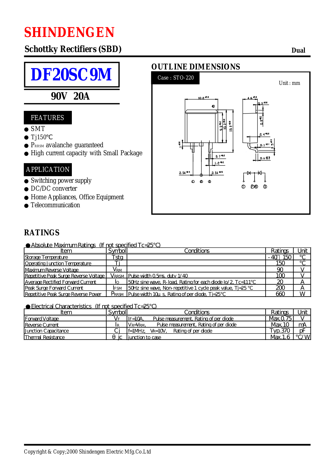 Shindengen DF20SC9M Datasheet