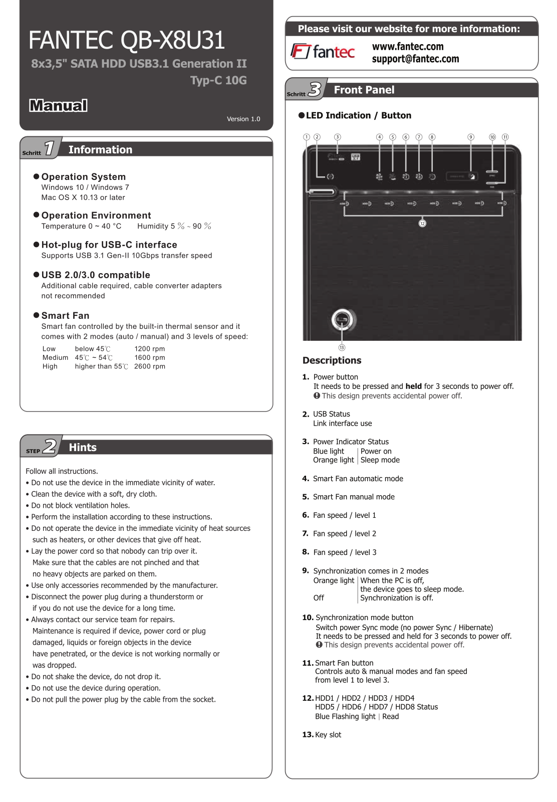 Fantec QB-X8U31 operation manual