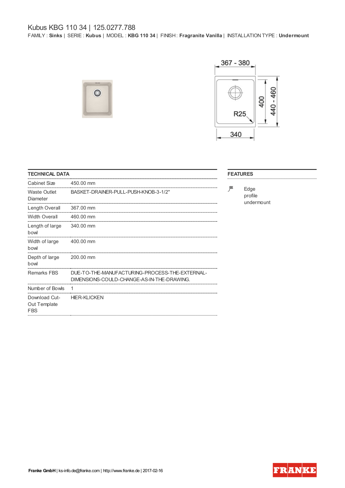 Franke 125.0277.788 Service Manual