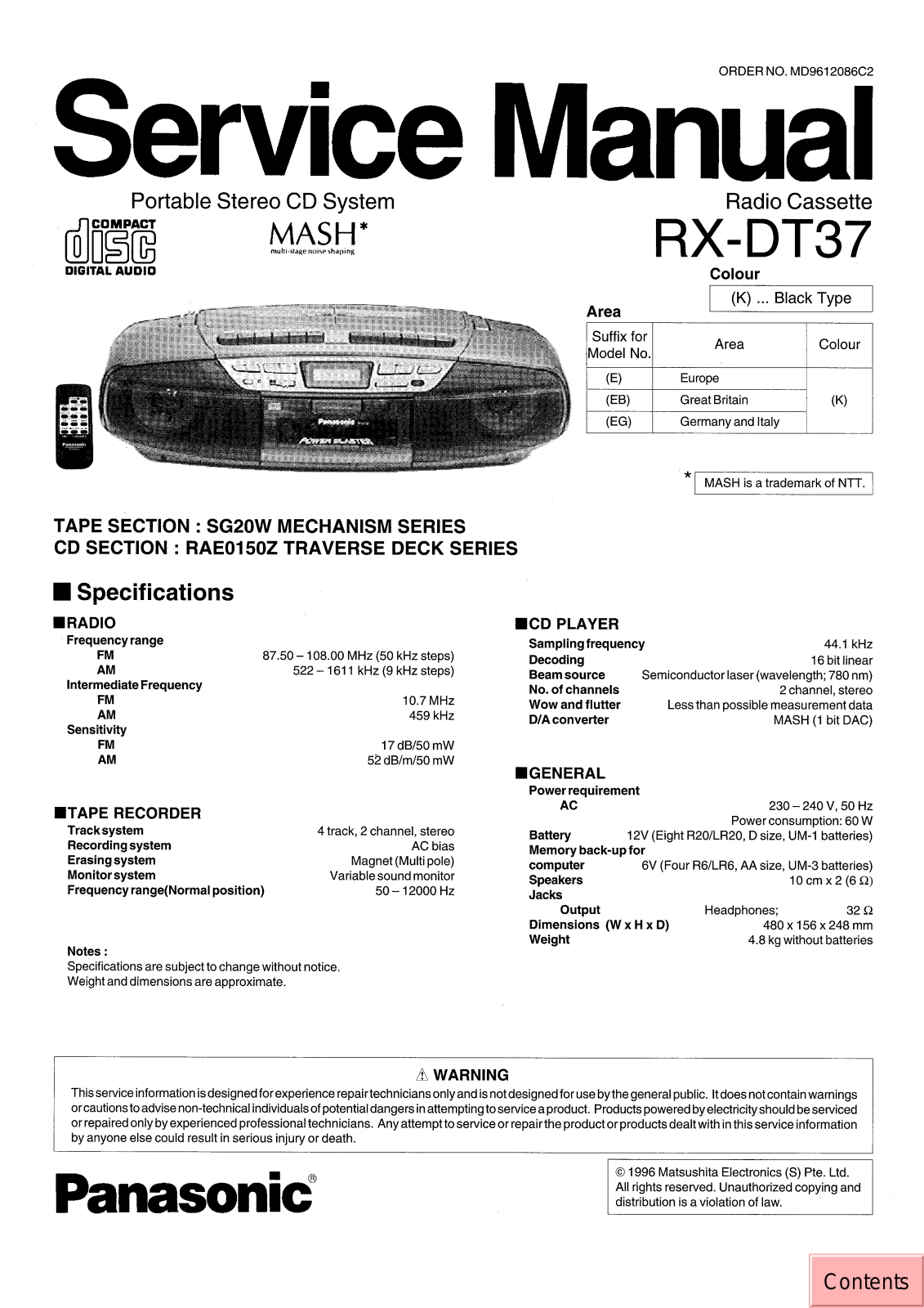 JVC RX DT37 E, RX DT37EB, RX DT37 EG Service Manual