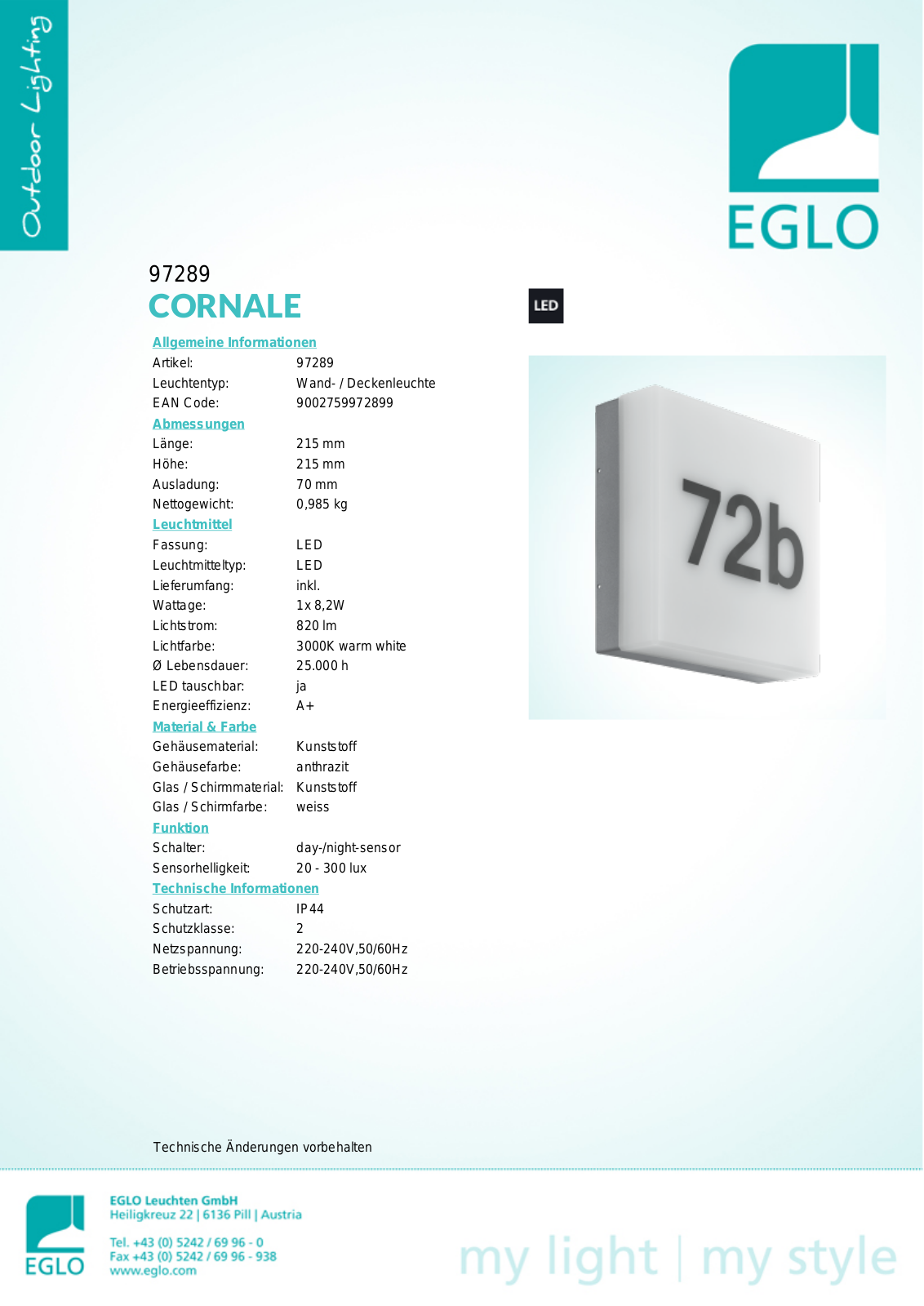 Eglo 97289 Service Manual