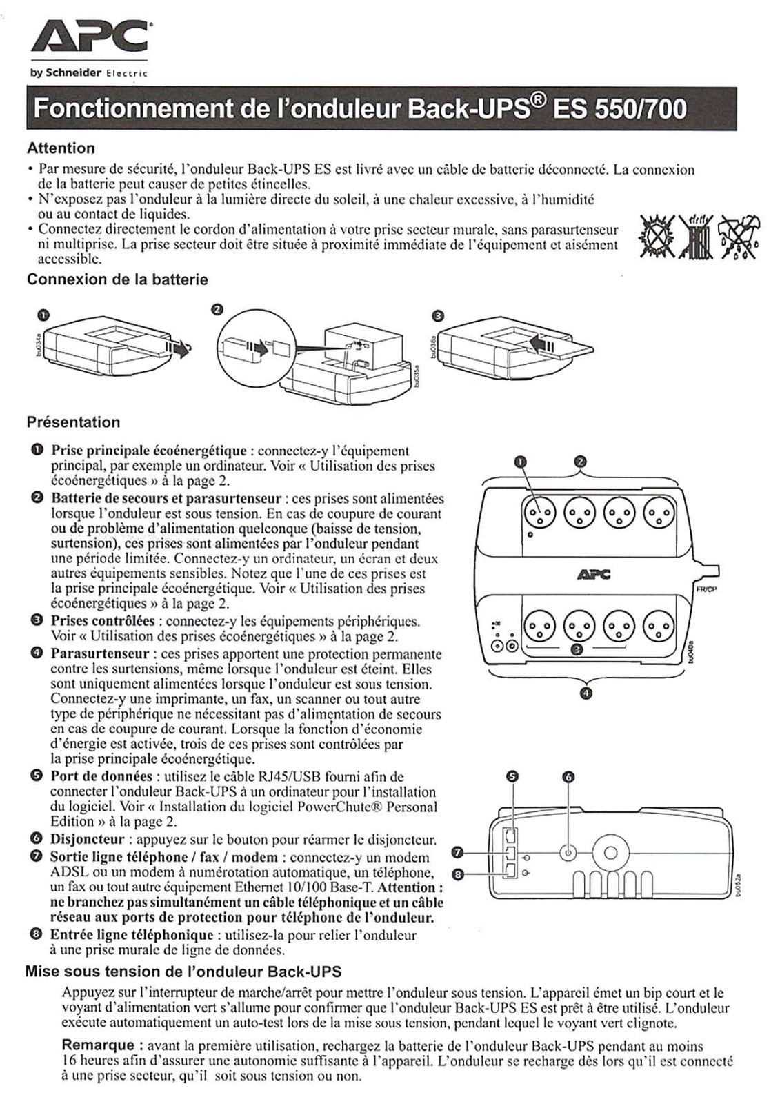 APC BACK-UPS ES 550, BACK-UPS ES 700 User Manual