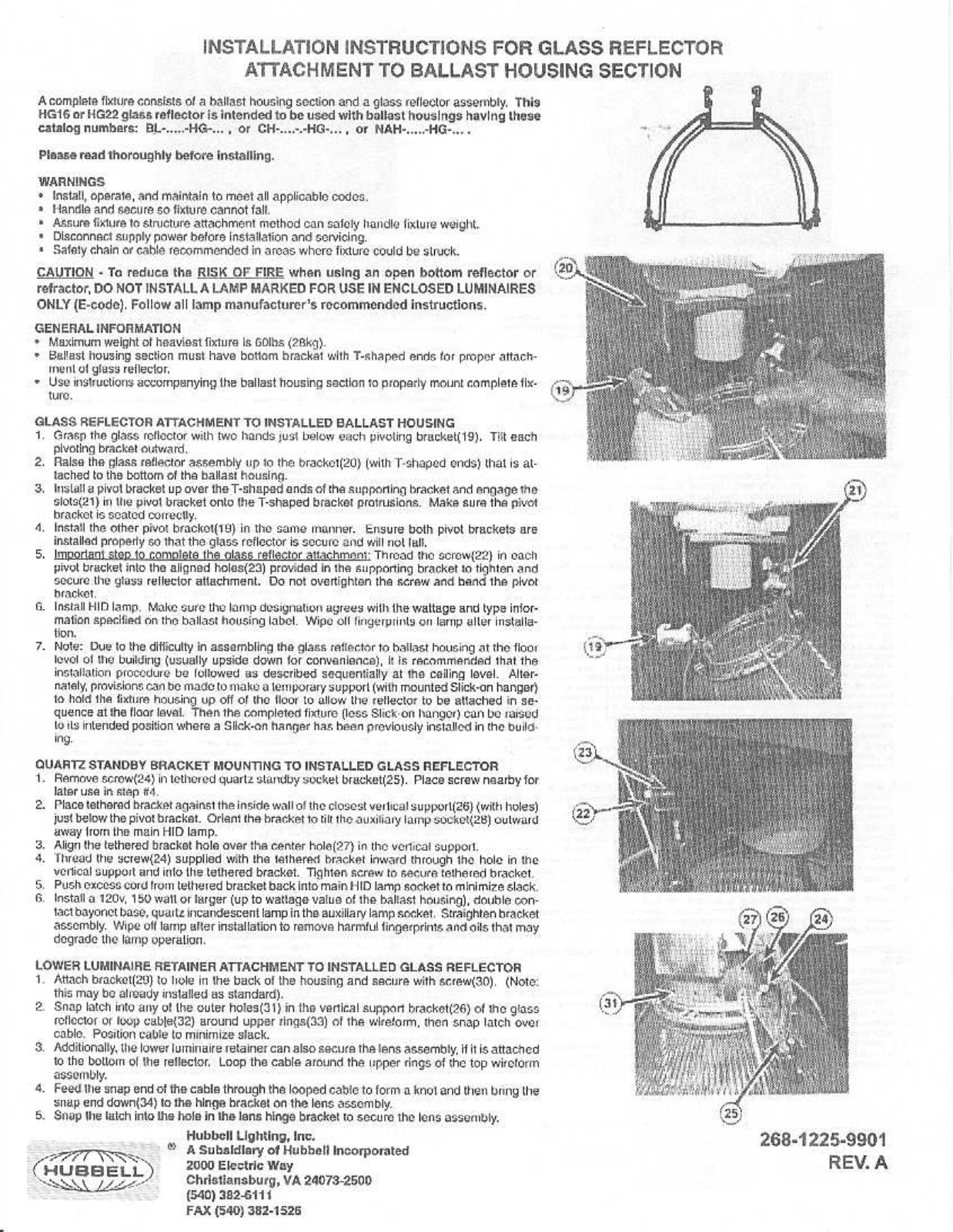 Hubbell Lighting GLASS REFL User Manual