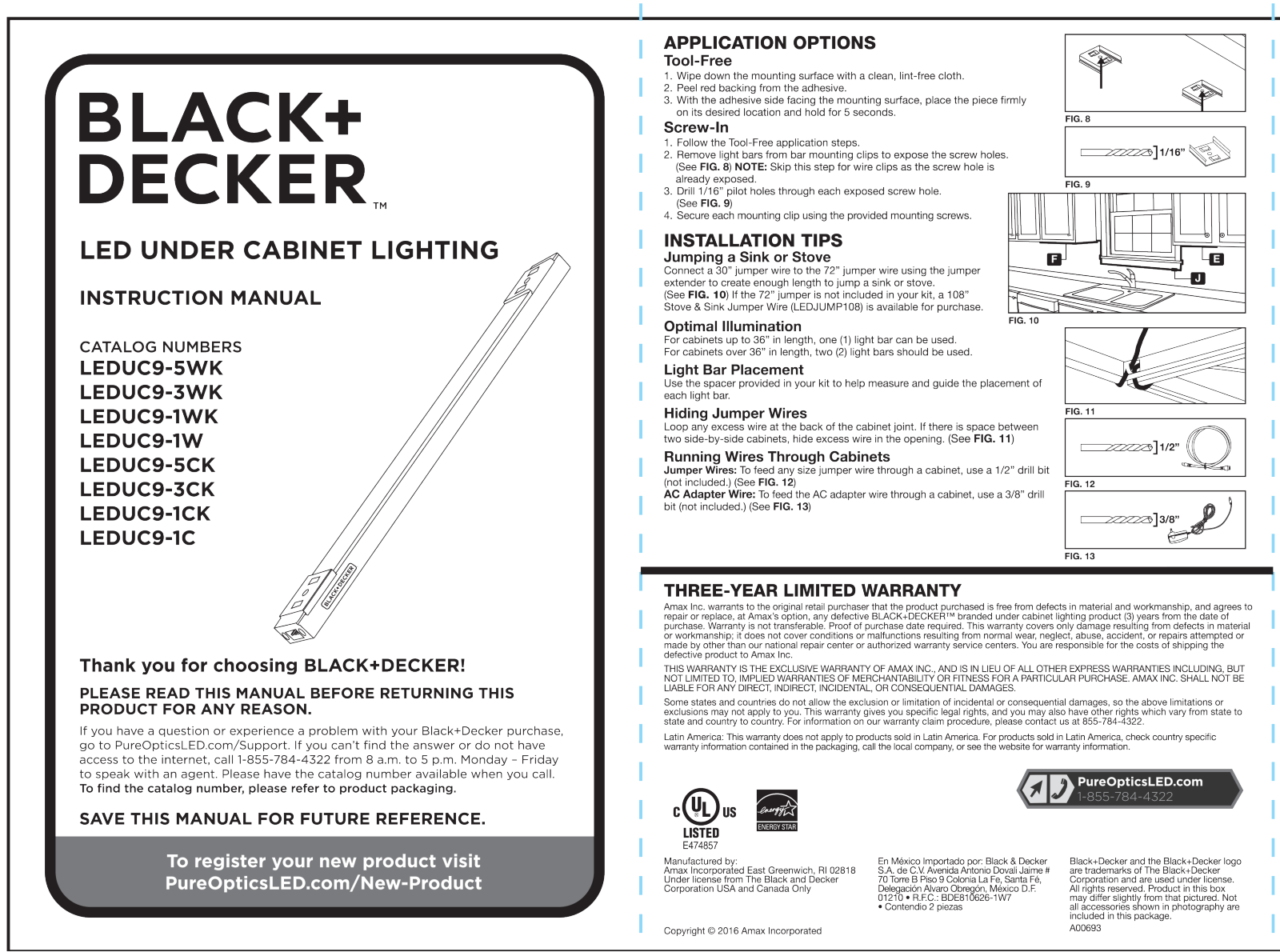 Black & Decker LEDUC9-3WK, LEDUC9-5CK, LEDUC9-3CK, LEDUC9-1WK, LEDUC9-1W User Manual