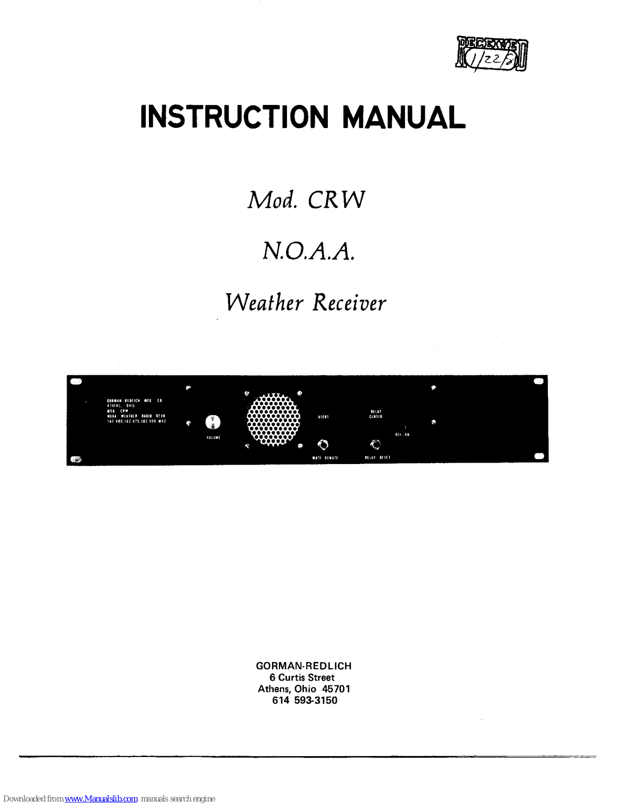 Gorman-Redlich CRW Instruction Manual