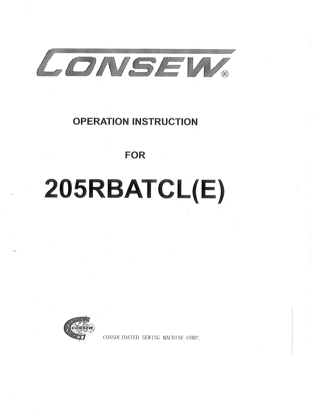 CONSEW 205RBATCL(E) Operating Instruction