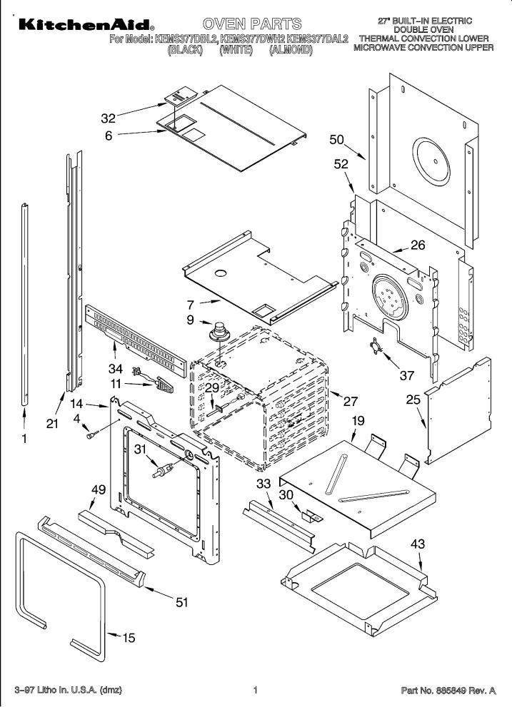 KitchenAid KEMS377DWH2 Parts List