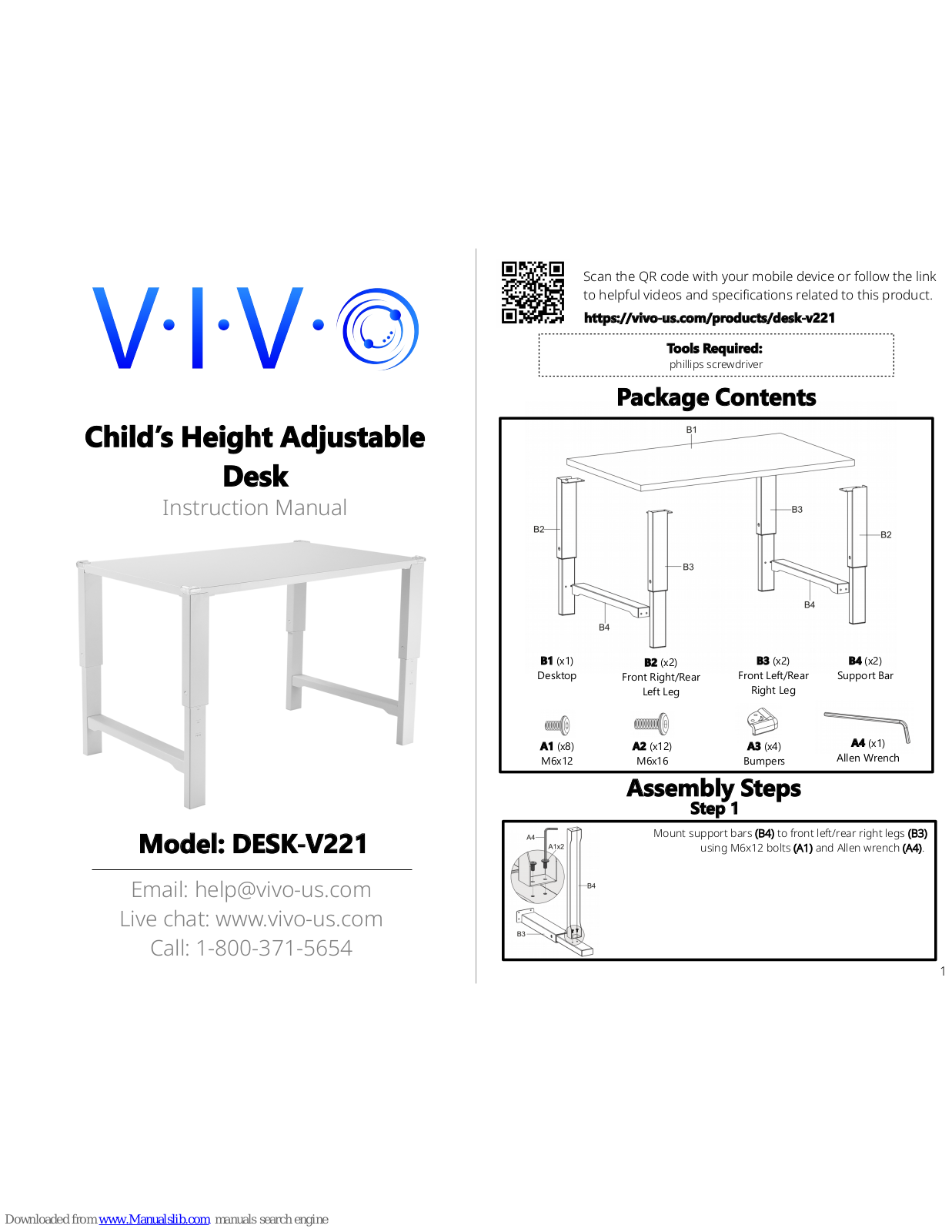 Vivo DESK-V221 Instruction Manual