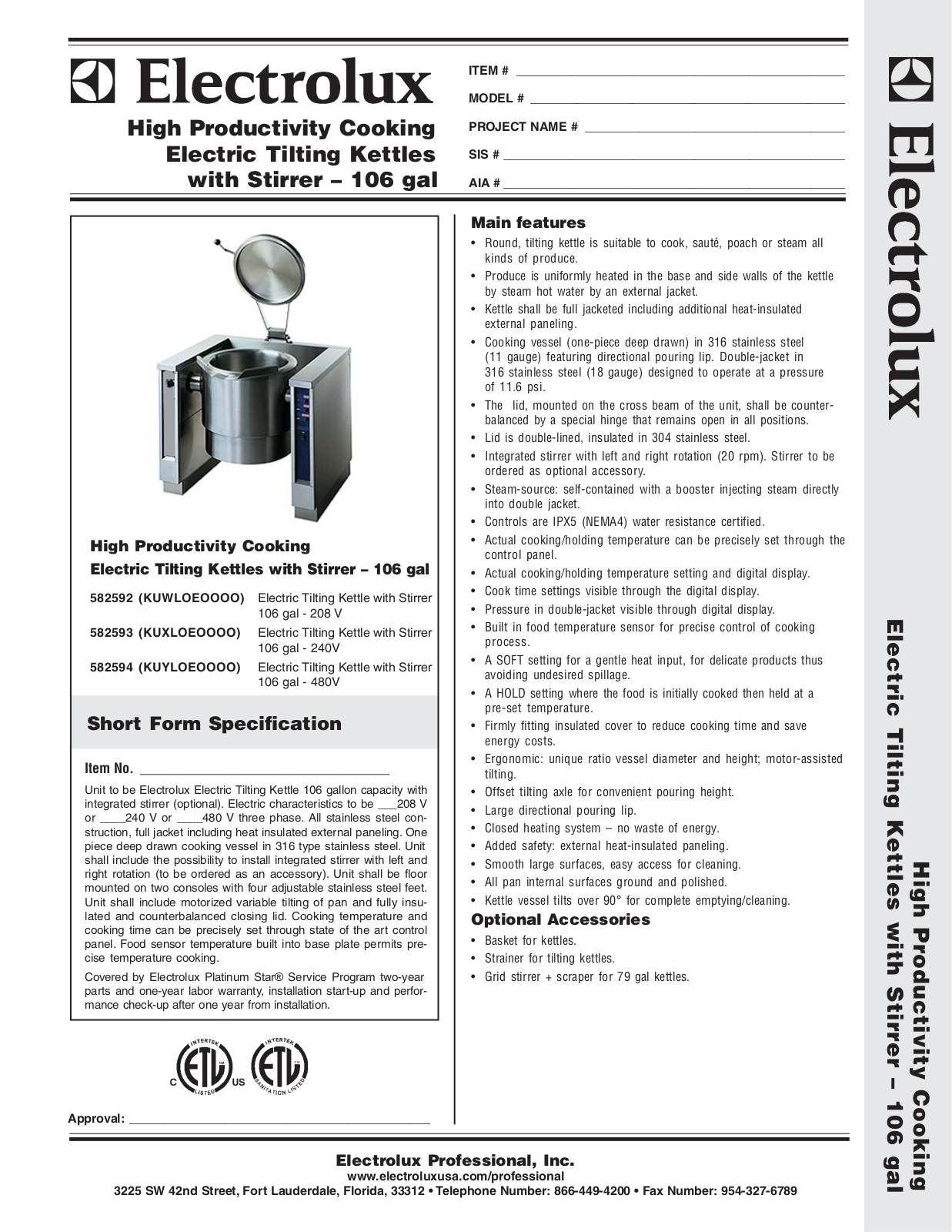 Electrolux 582592 (KUWLOEOOOO) General Manual