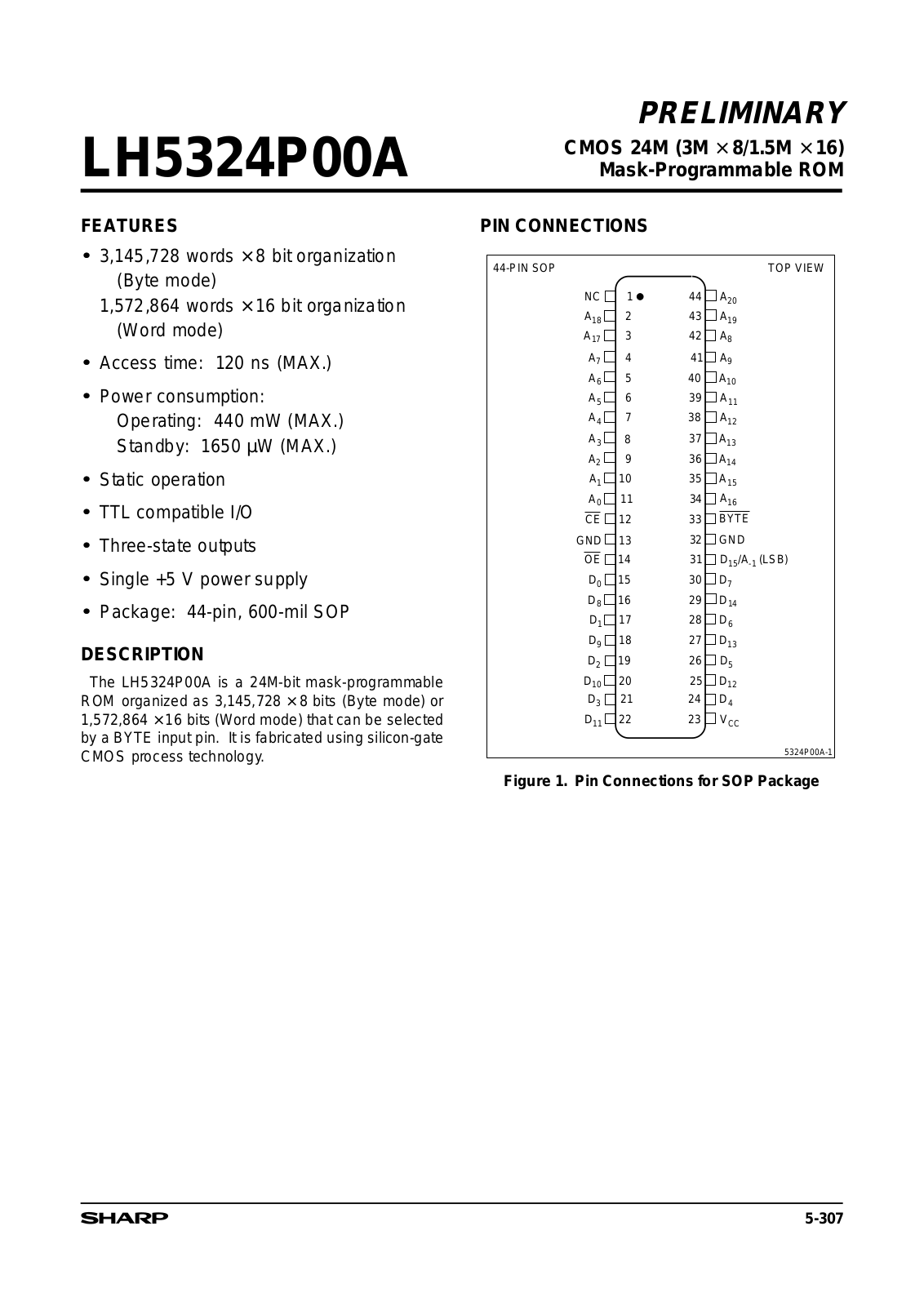 Sharp LH5324P00AN Datasheet