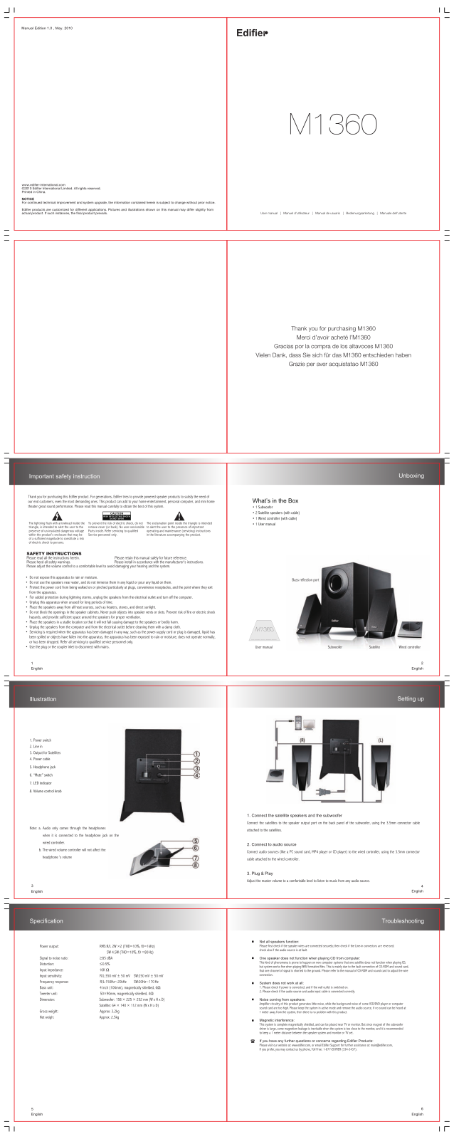 Edifier M1360 User Manual