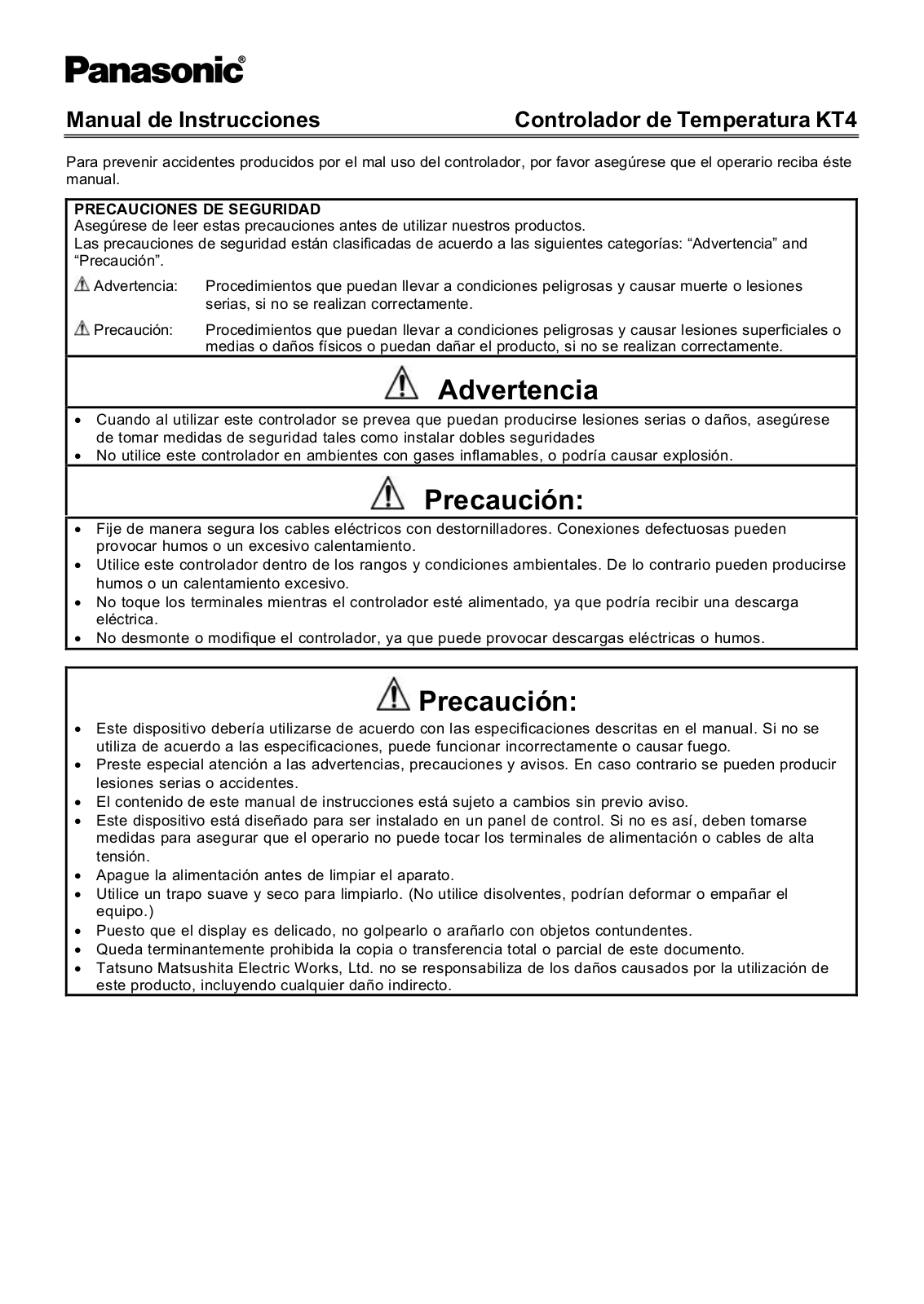 Panasonic KT4 User guide