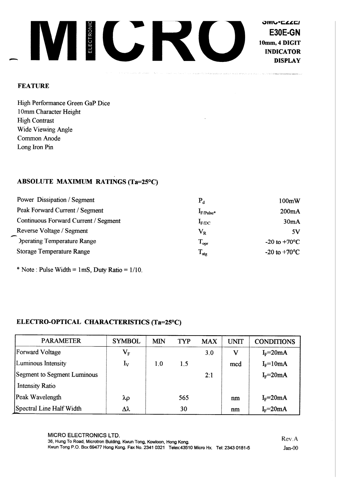 ME E30E-GN Datasheet