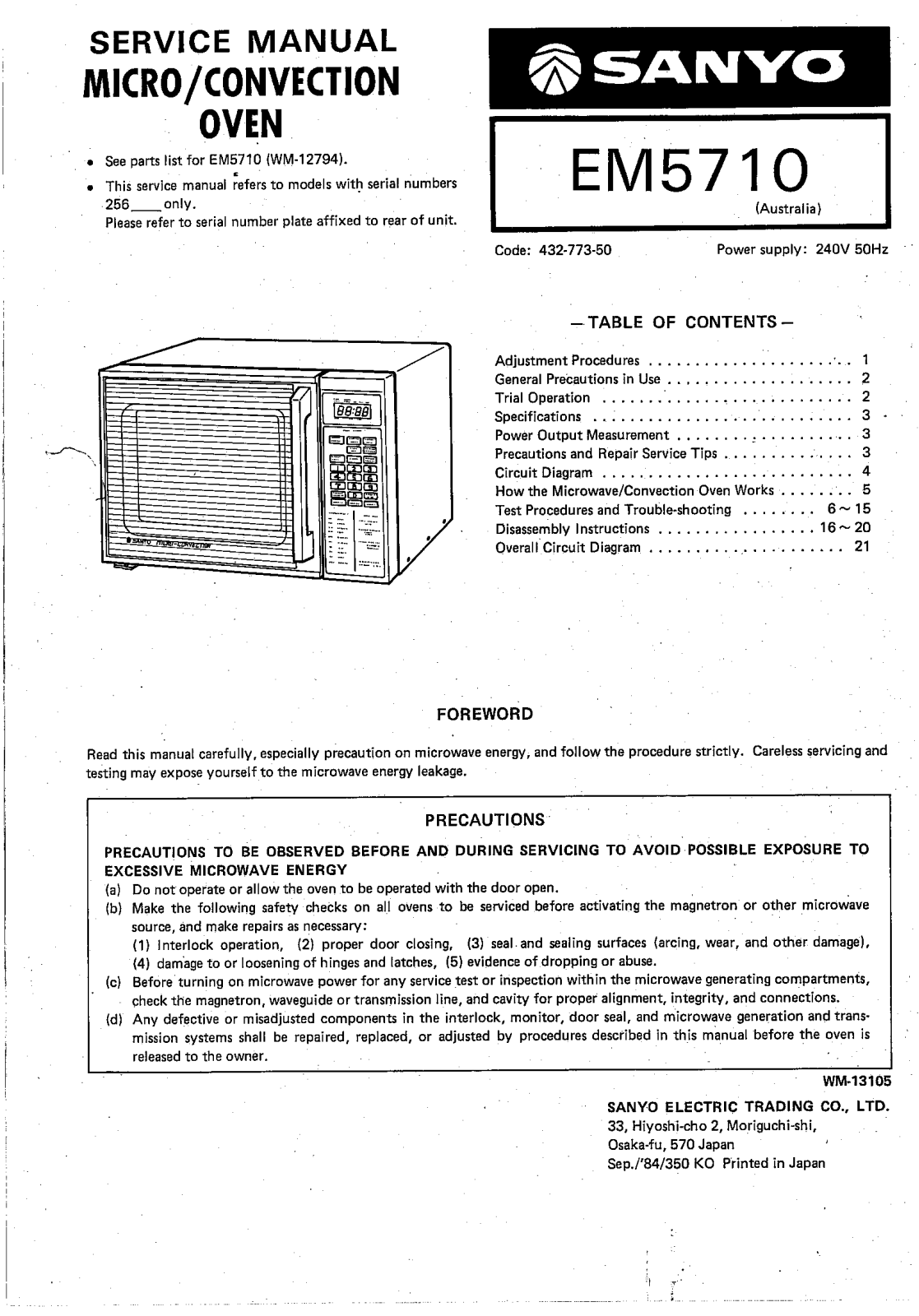 SANYO em-5710 Service Manual