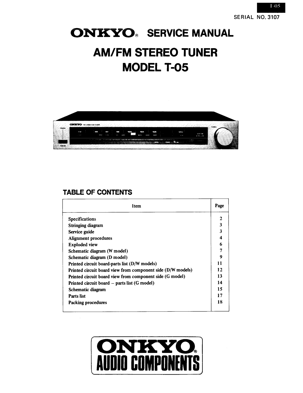 Onkyo T-05 Service manual