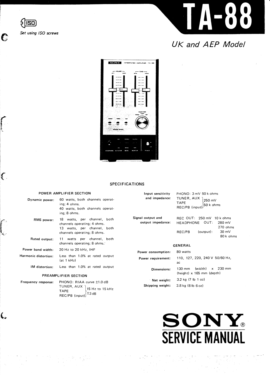 Sony TA-88 Service manual