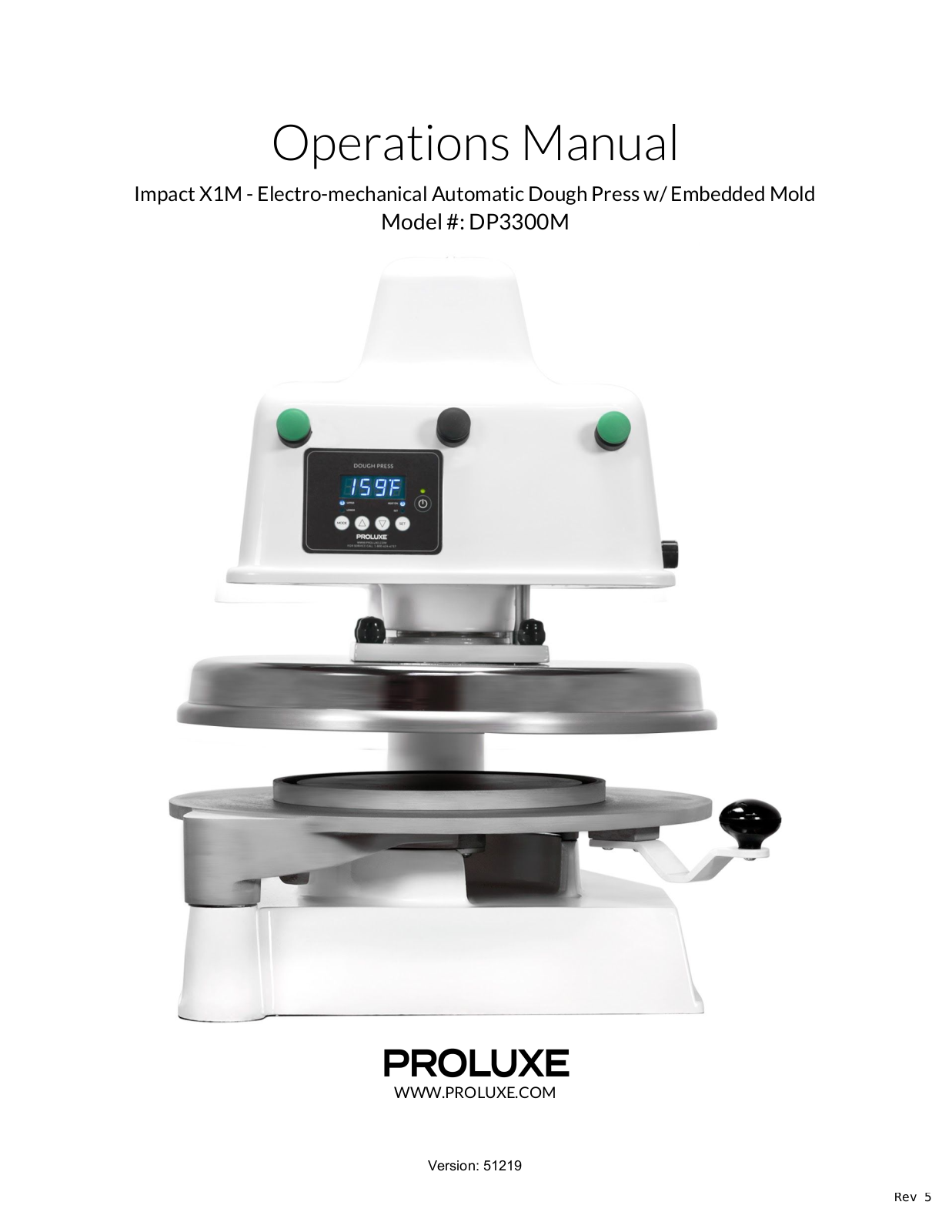 Doughpro Proluxe DP3300MGC Operators Manual