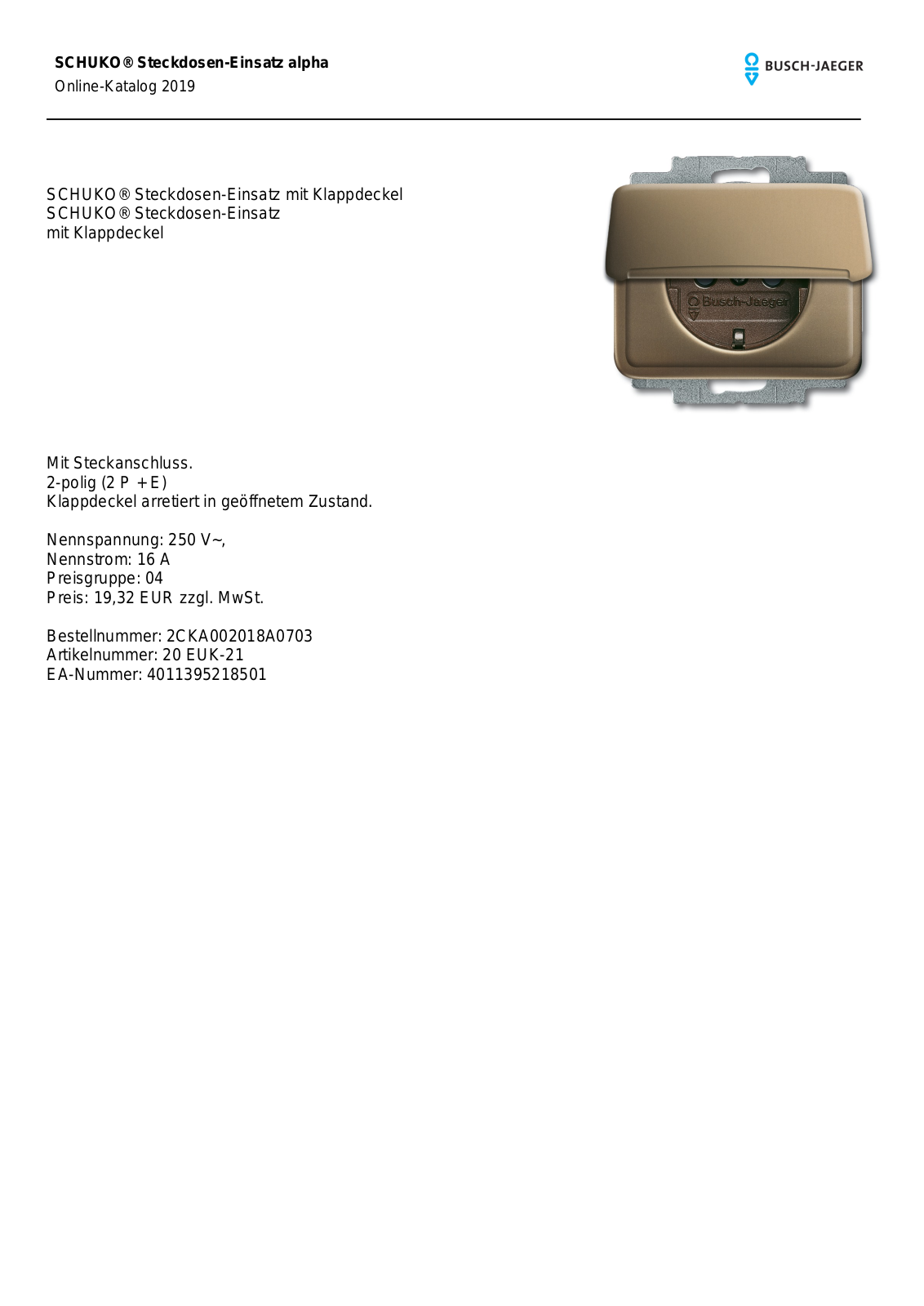 Busch-Jaeger 20 EUK-21 User Manual - ManualMachine.com